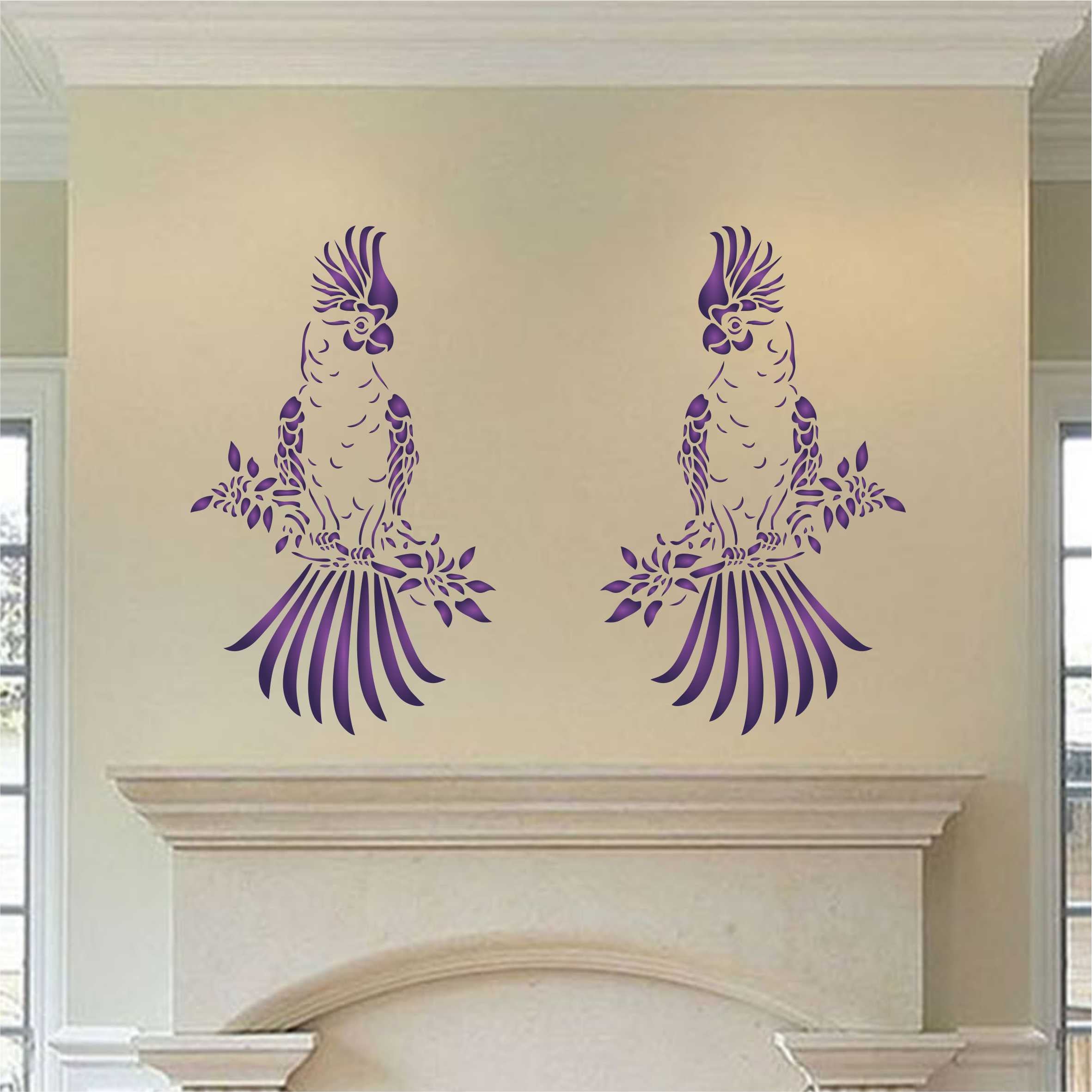 Cockatoo Stencil - Decorative Animal Wildlife Parrot Bird