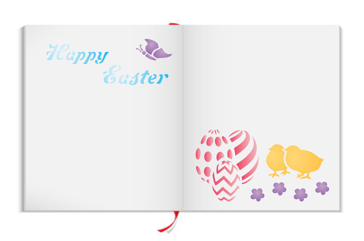 Happy Easter Stencil, 10.16 x 8.26 cm - Classic Easter Card Design