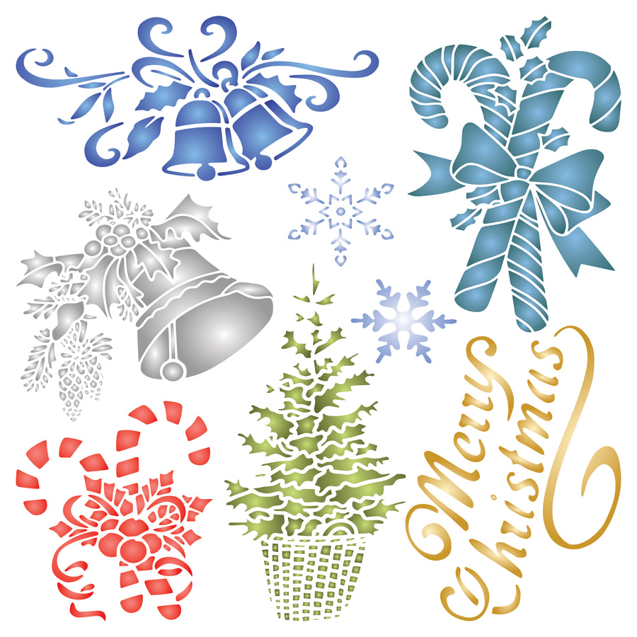 Christmas Mix Stencil - Christmas Card Drecorations