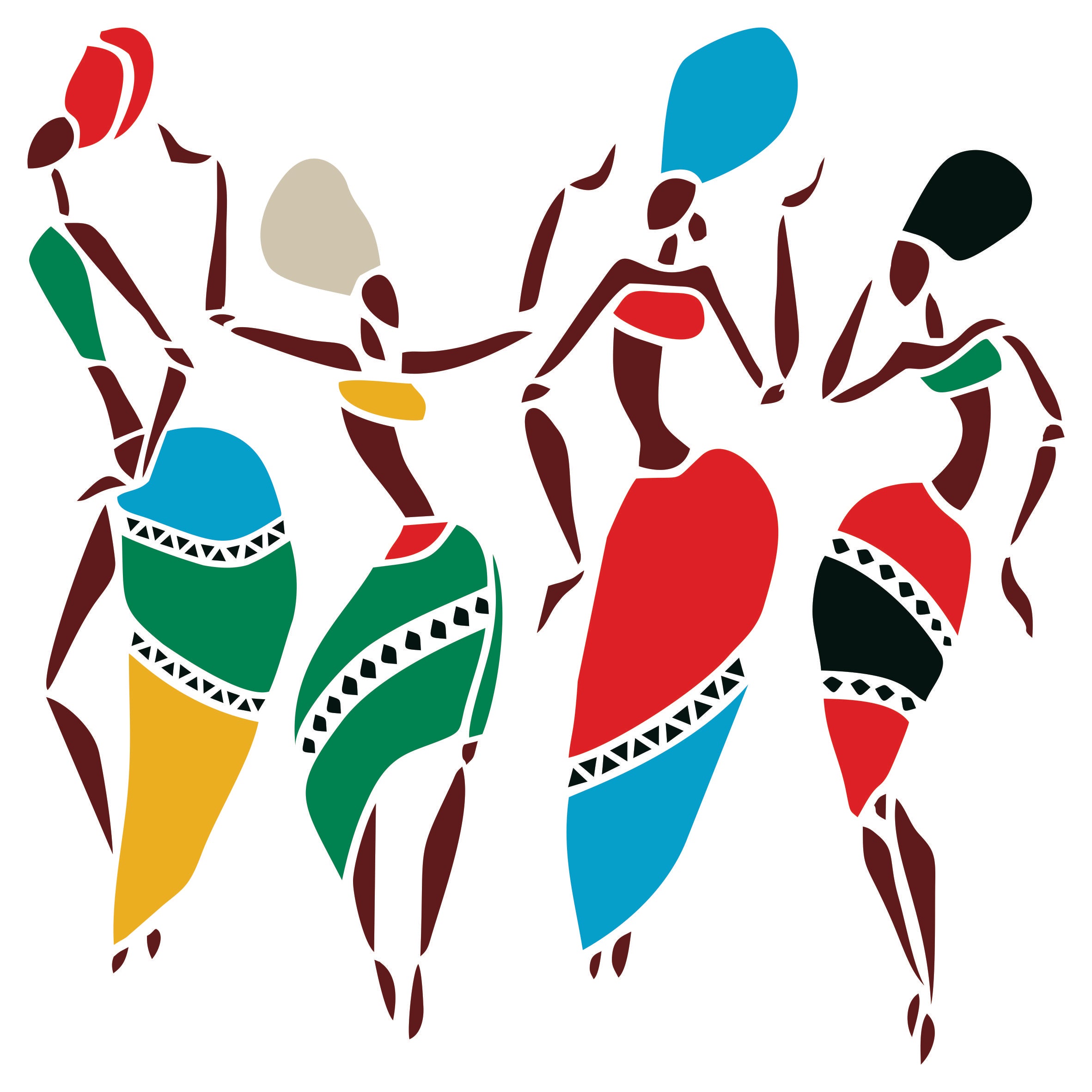 African Dancers Stencil - Women Lady Dancers Ethnic Tribal