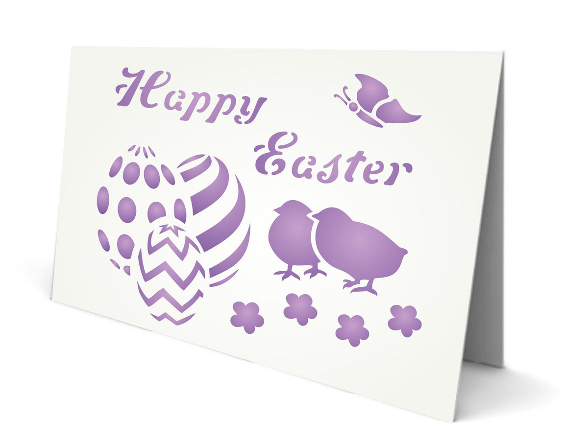 Happy Easter Stencil, 10.16 x 8.26 cm - Classic Easter Card Design