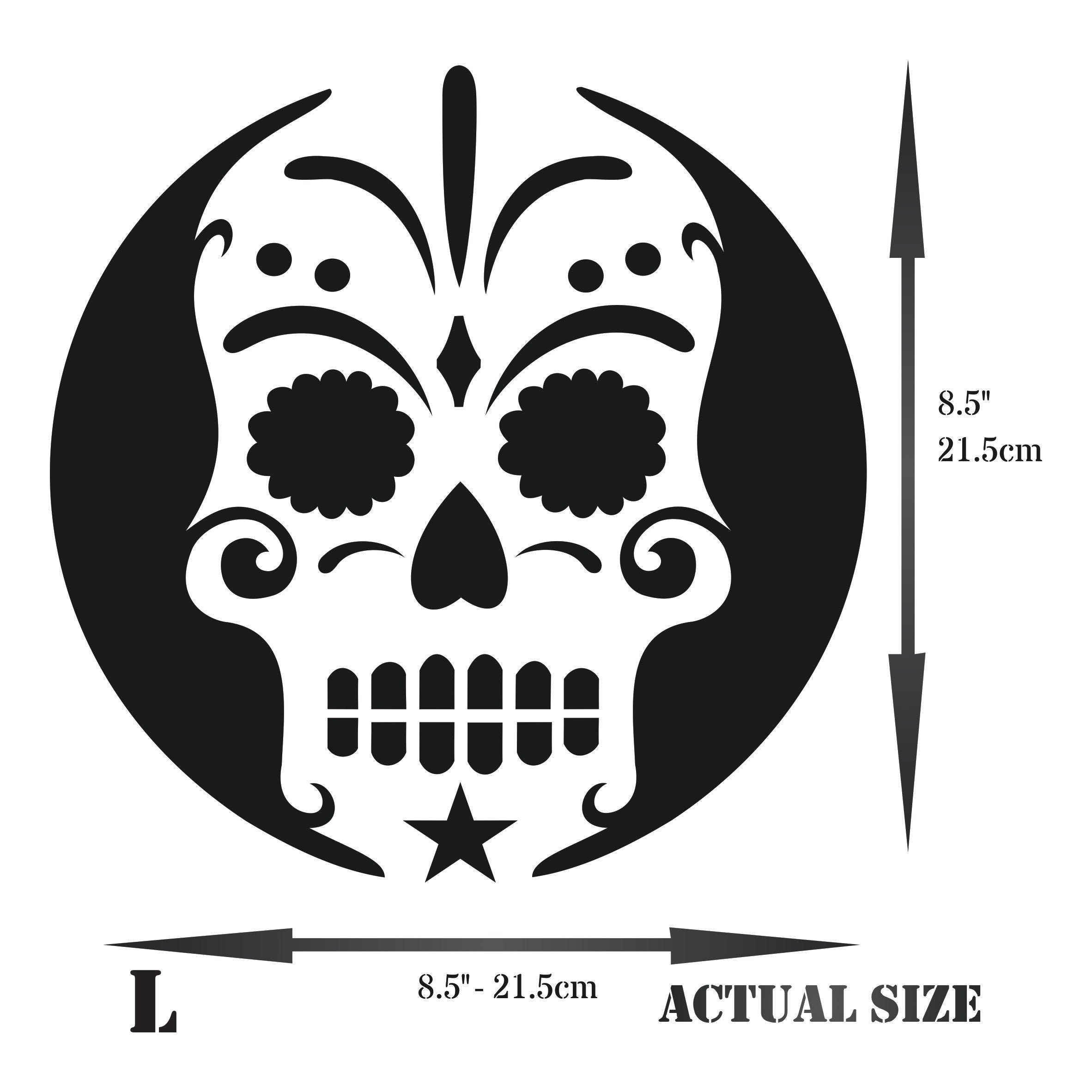 Halloween Sugar Skull Stencil - Scary Day of The Dead Skull Decorative