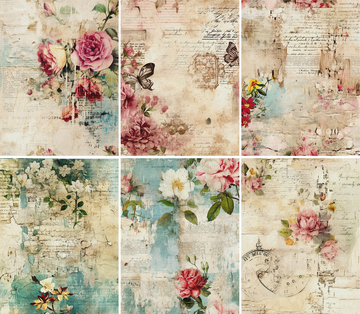 Vintage Grunge Rice Paper – for Decoupage Scrapbooking Cards Crafts