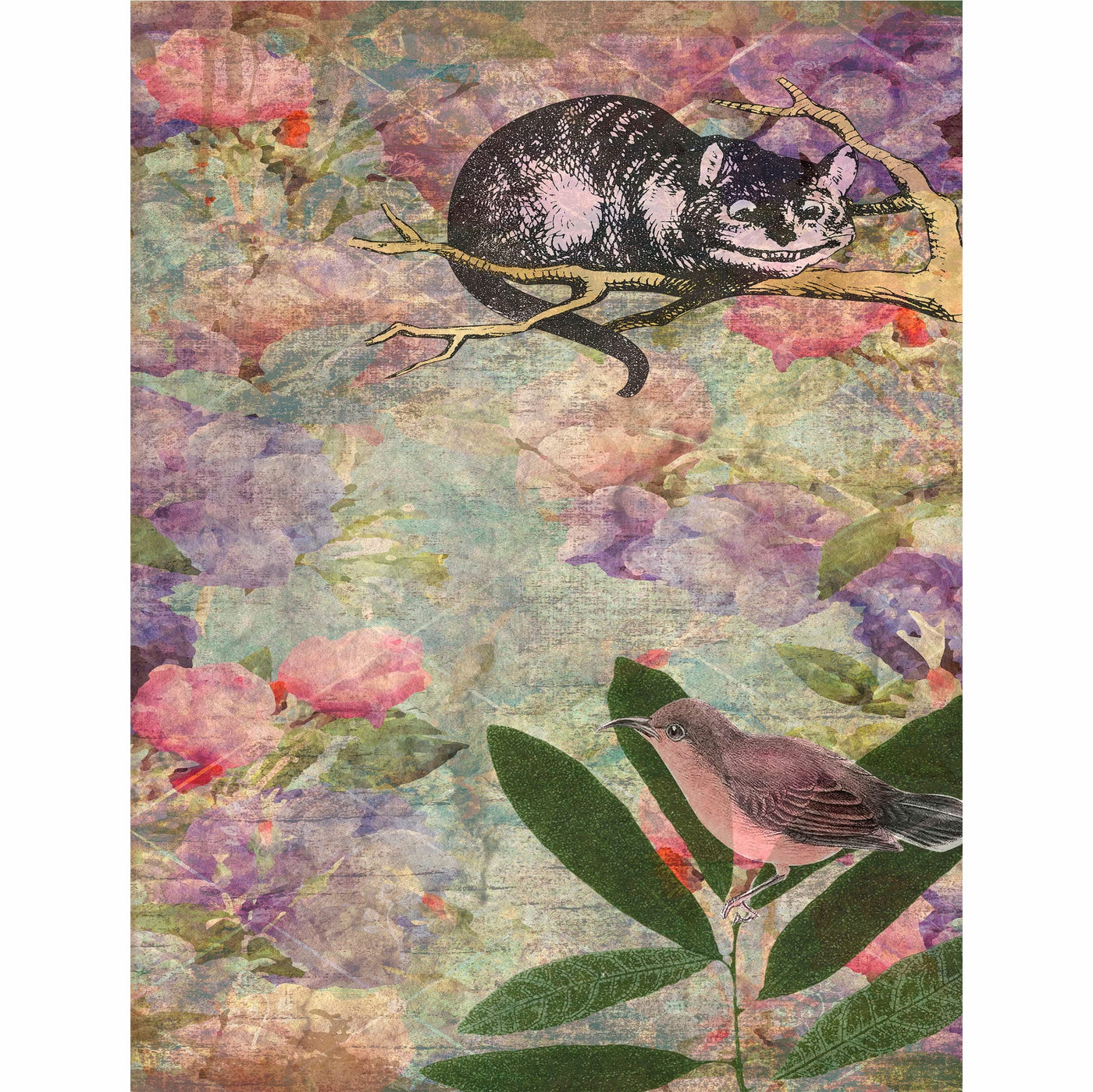 Alice Theme Mulberry Rice Paper, 20.5 x 26.5cm - 6 x Different Printed Mulberry Paper Images 30gsm Visible Fibres for Decoupage Crafts Mixed Media Collage Art
