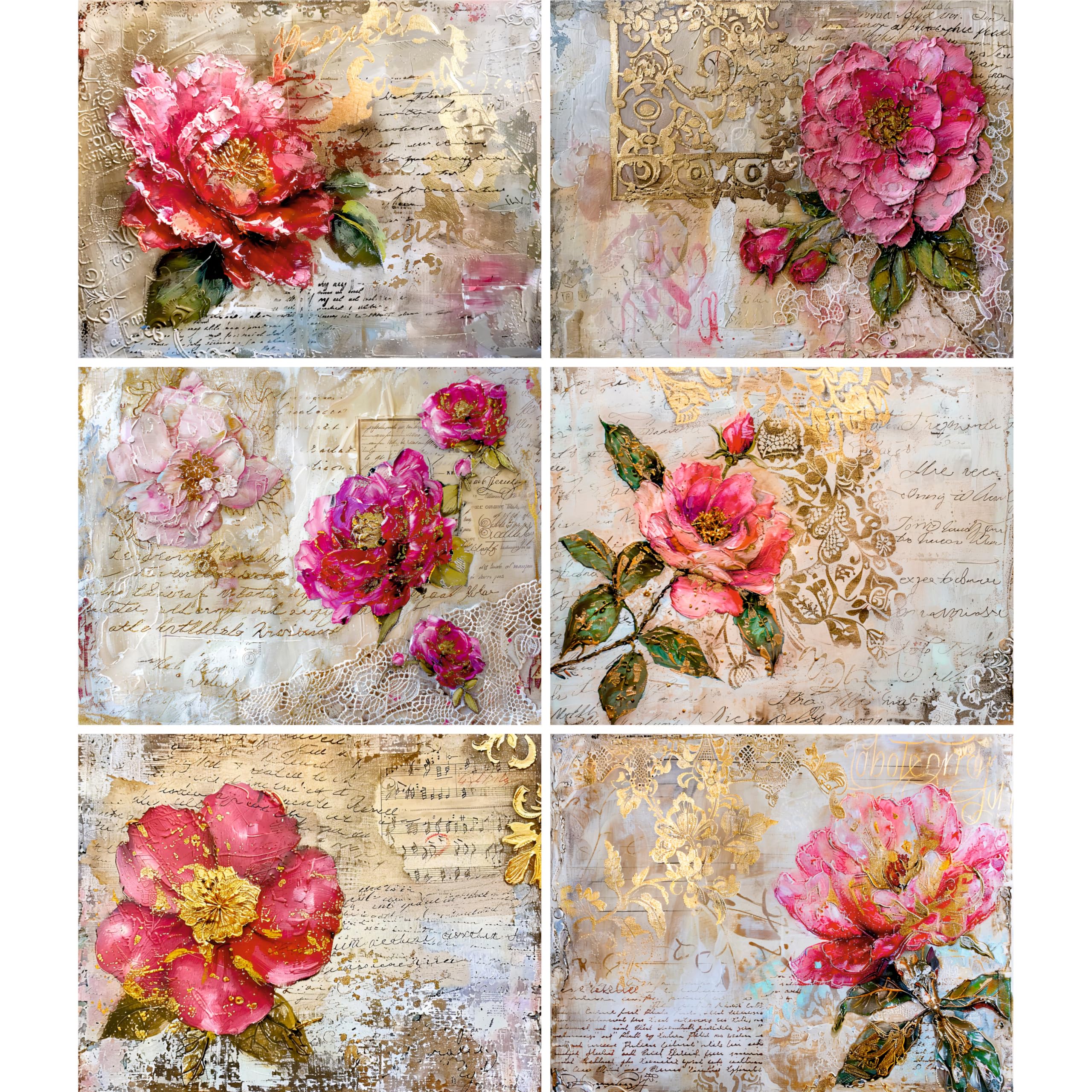 Decoupage Rice Papers - 6 Pieces | 6 Unique Designs | Versatile Decoupage Designs for Art Projects & Crafting by CRAFT KREATIVELY