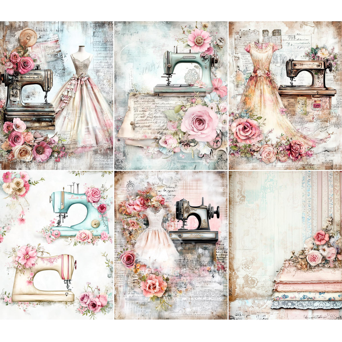 Sewing Rice Papers – Decoupage Paper Design for Furniture, Mixed Media, Cards & Crafts, Decoupage by CRAFT KREATIVELY