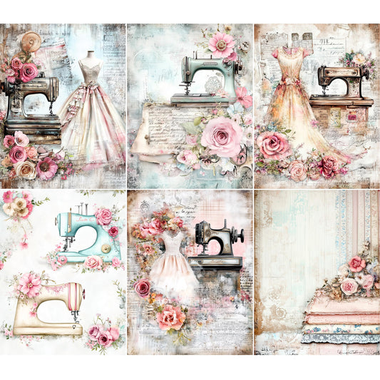 Sewing Rice Papers – Decoupage Paper Design for Furniture, Mixed Media, Cards & Crafts, Decoupage by CRAFT KREATIVELY