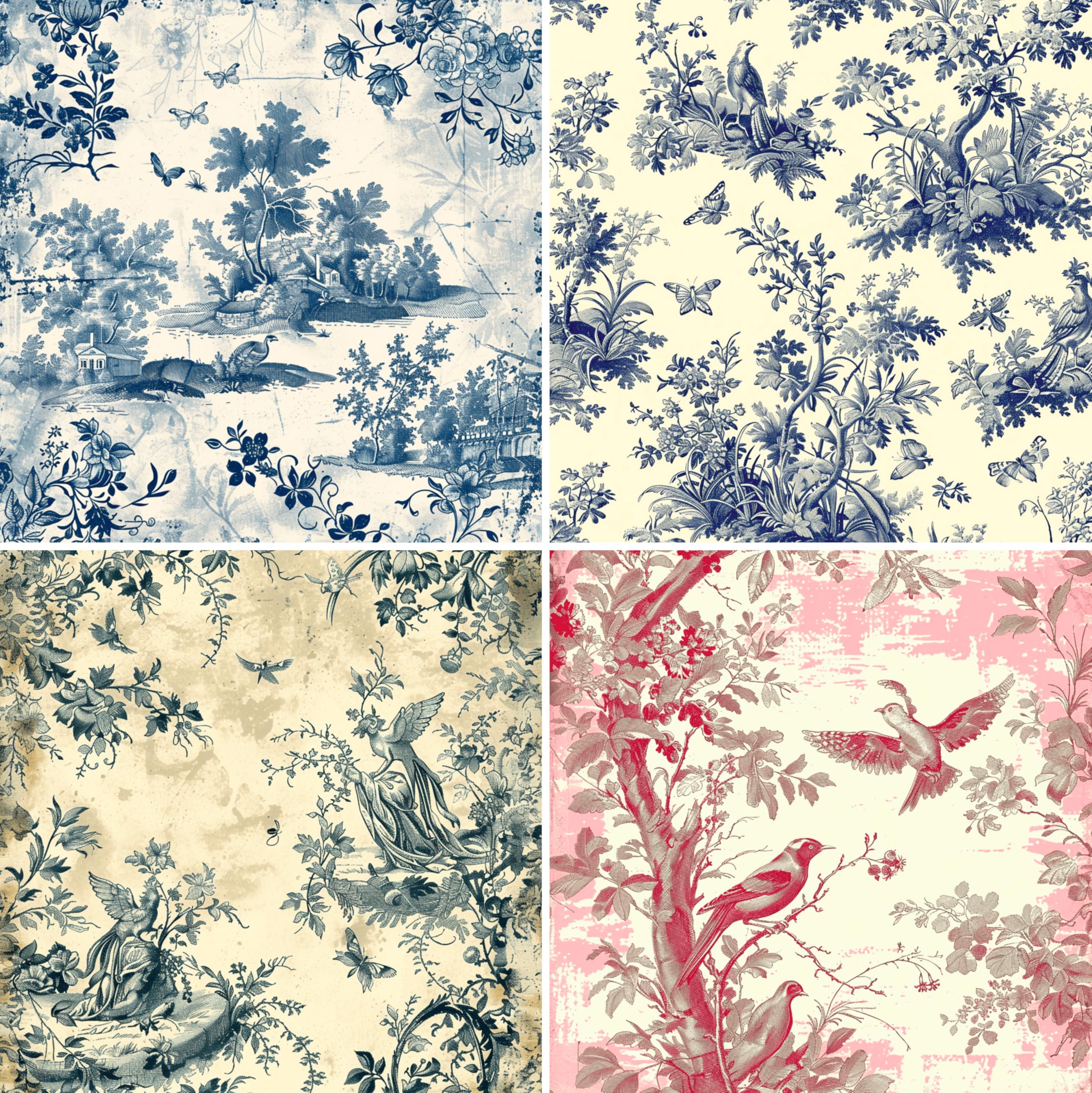 Decoupage Rice Paper (2 pc) - 8x Decoupage Toile de Jouy Designs for Collage, Card Making & Crafts, Decoupage by CRAFT KREATIVELY