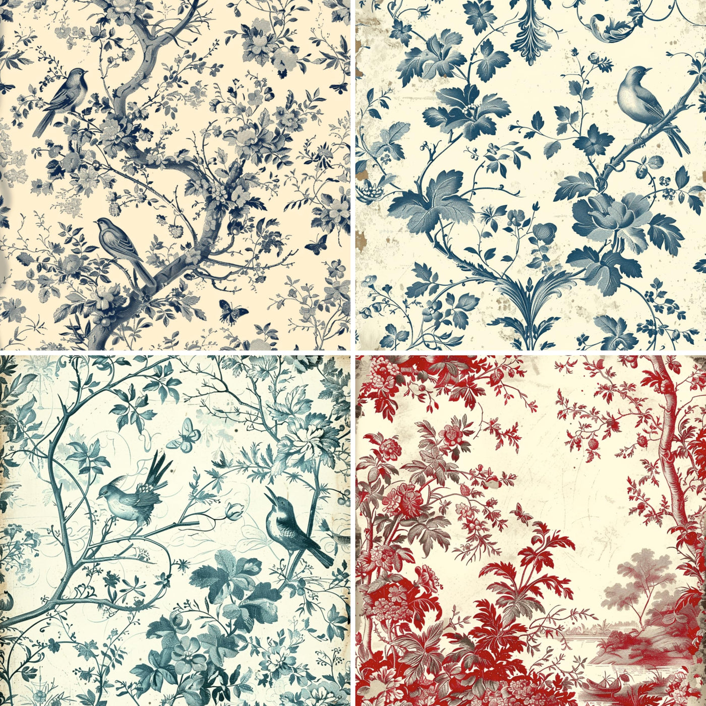 Decoupage Rice Paper (2 pc) - 8x Decoupage Toile de Jouy Designs for Collage, Card Making & Crafts, Decoupage by CRAFT KREATIVELY