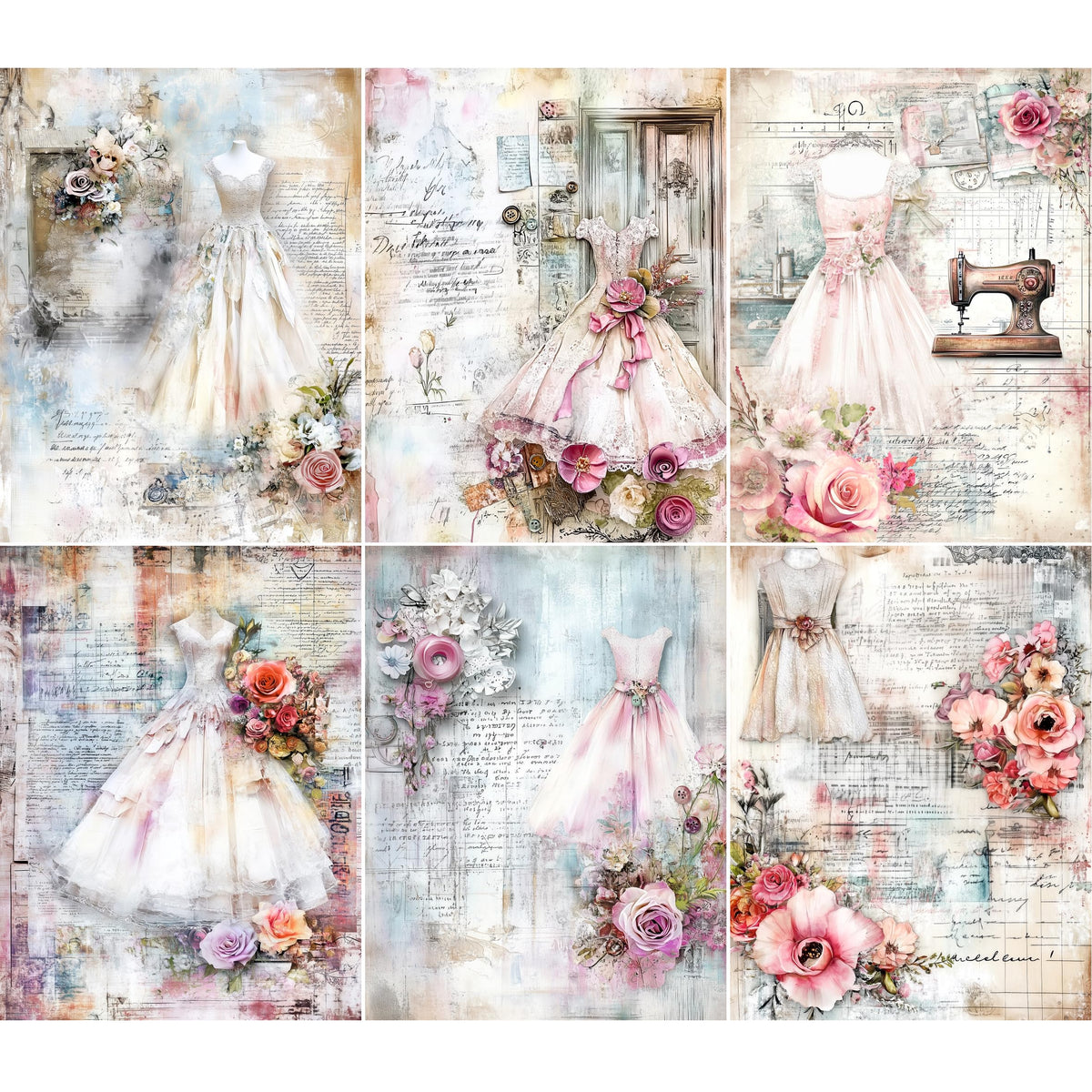 Sewing Rice Papers – Decoupage Paper Design for Furniture, Mixed Media, Cards & Crafts, Decoupage by CRAFT KREATIVELY