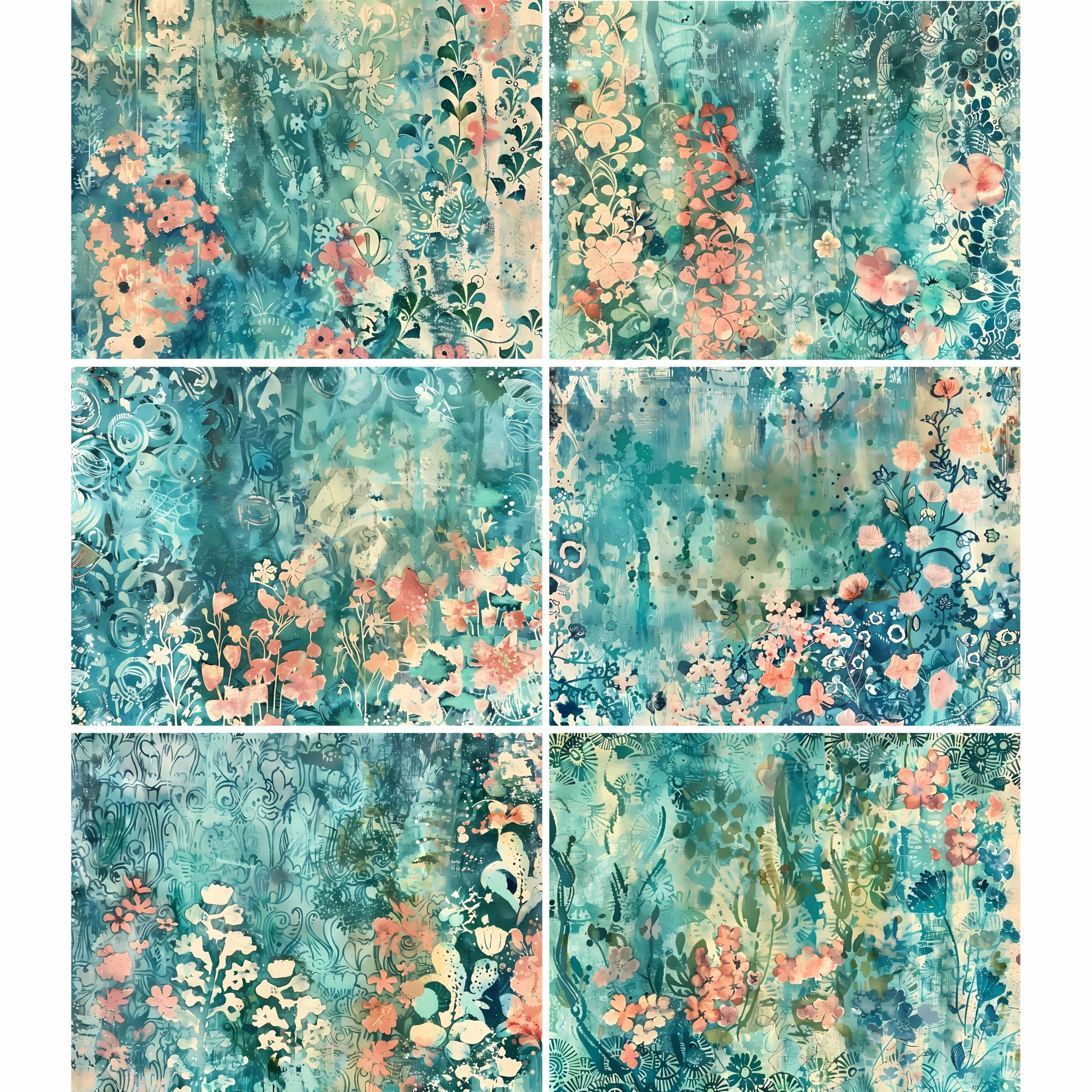 Abstract Flora Rice Papers – Decoupage Paper 6x Designs for Collage, Mixed Media, Card Making & Crafts, Decoupage by CRAFT KREATIVELY