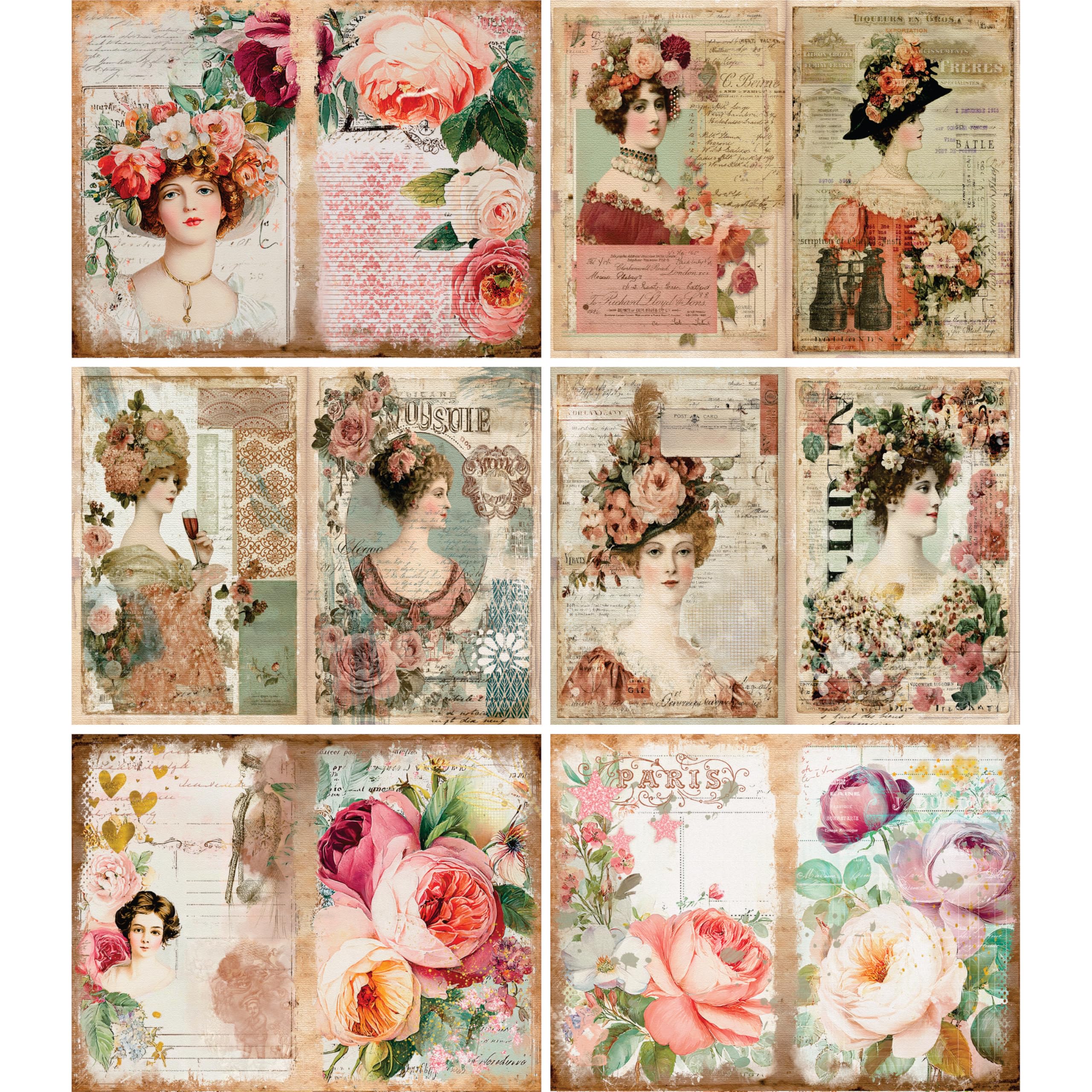 Decoupage Rice Papers - 6 Pieces | 6 Unique Designs | Versatile Decoupage Designs for Art Projects & Crafting by CRAFT KREATIVELY