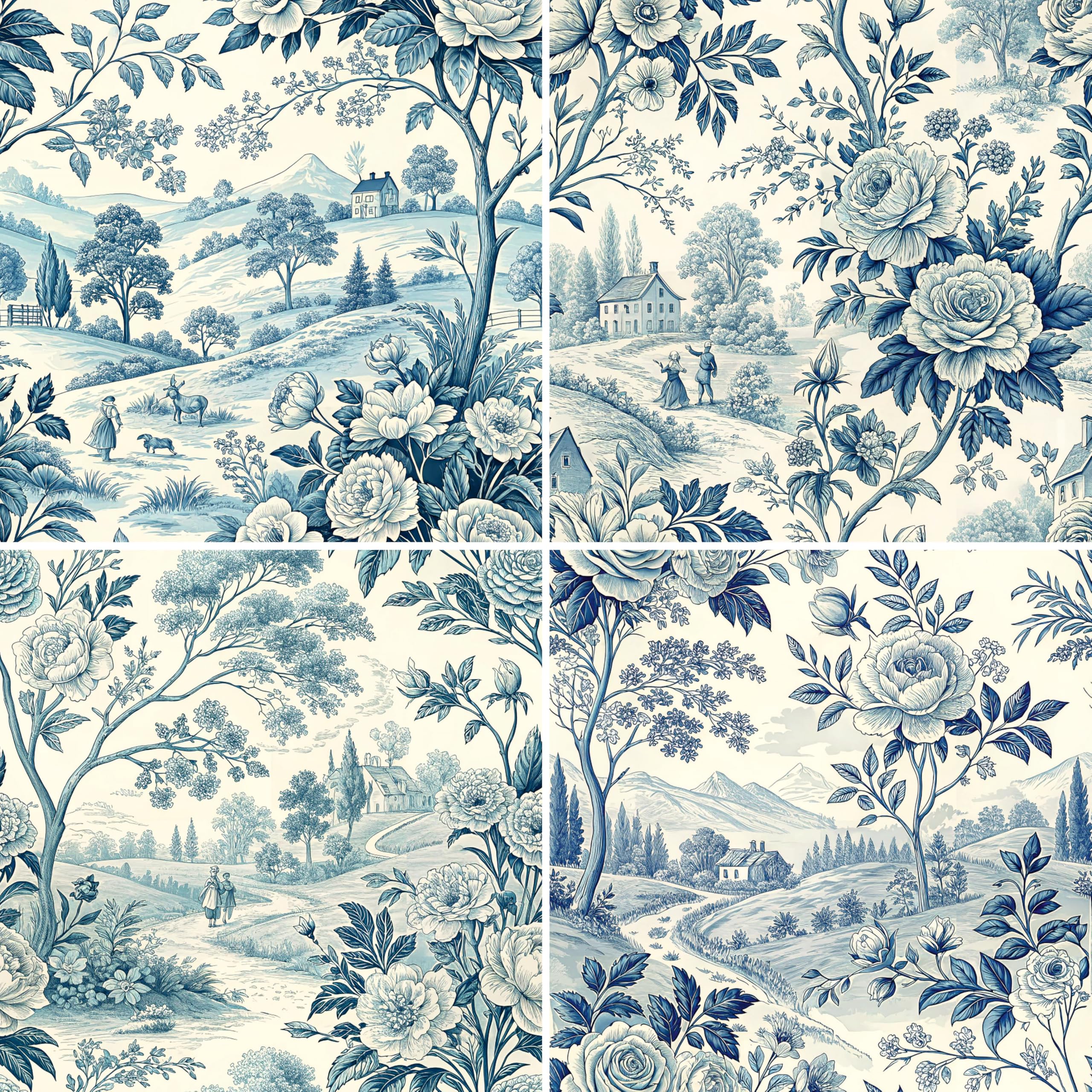 Decoupage Rice Paper (2 pc) - 8x Decoupage Toile de Jouy Designs for Collage, Card Making & Crafts, Decoupage by CRAFT KREATIVELY