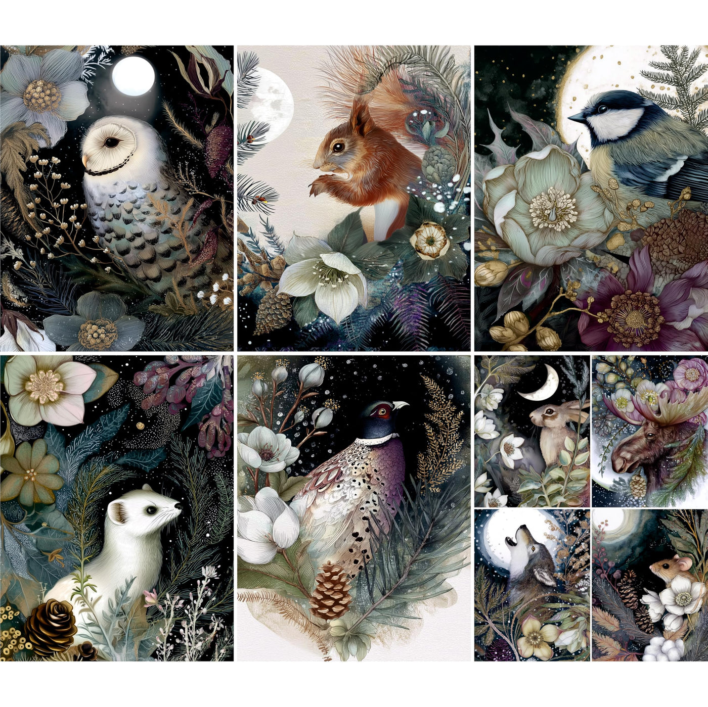 Decoupage Rice Papers - 6 Pieces | 6 Unique Designs | Versatile Decoupage Designs for Art Projects & Crafting by CRAFT KREATIVELY (Winter)