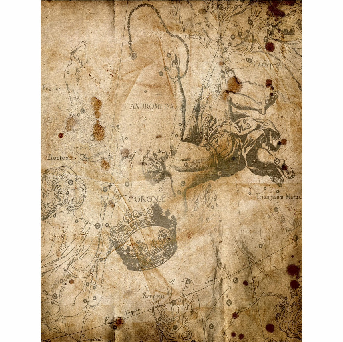 Antique Background Mulberry Rice Paper, 20.5 x 26.5cm - 6 x Different Printed Mulberry Paper Images 30gsm Visible Fibres for Decoupage Crafts Mixed Media Collage Art