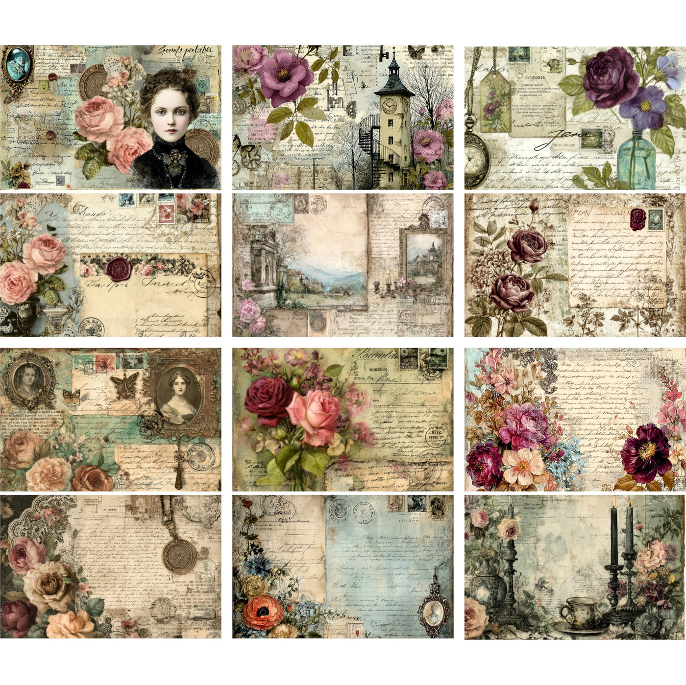 Decoupage Rice Papers - 6 Pieces | 6 Unique Designs | Versatile Decoupage Designs for Art Projects & Crafting by CRAFT KREATIVELY