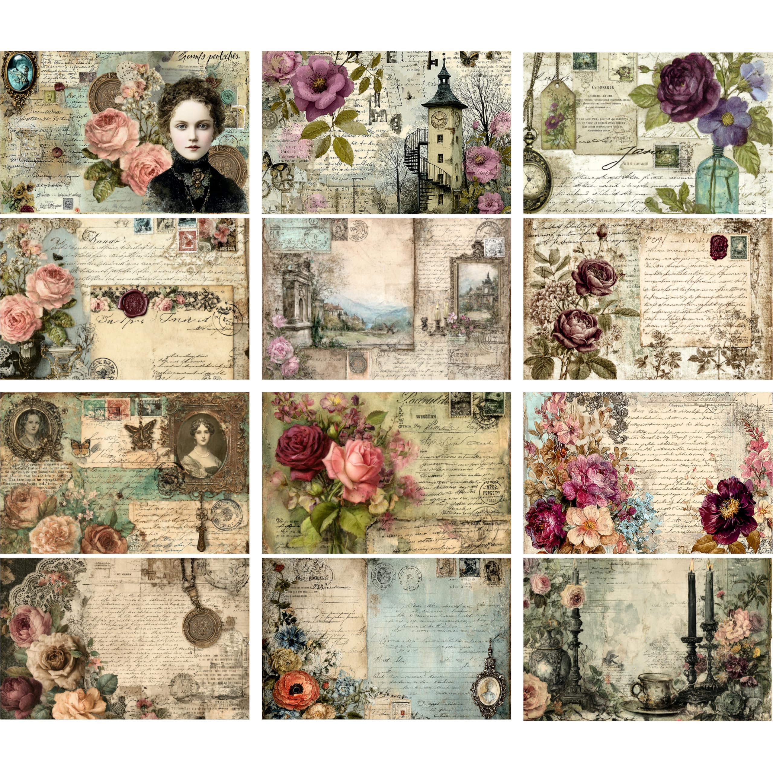 Decoupage Rice Papers - 6 Pieces | 6 Unique Designs | Versatile Decoupage Designs for Art Projects & Crafting by CRAFT KREATIVELY