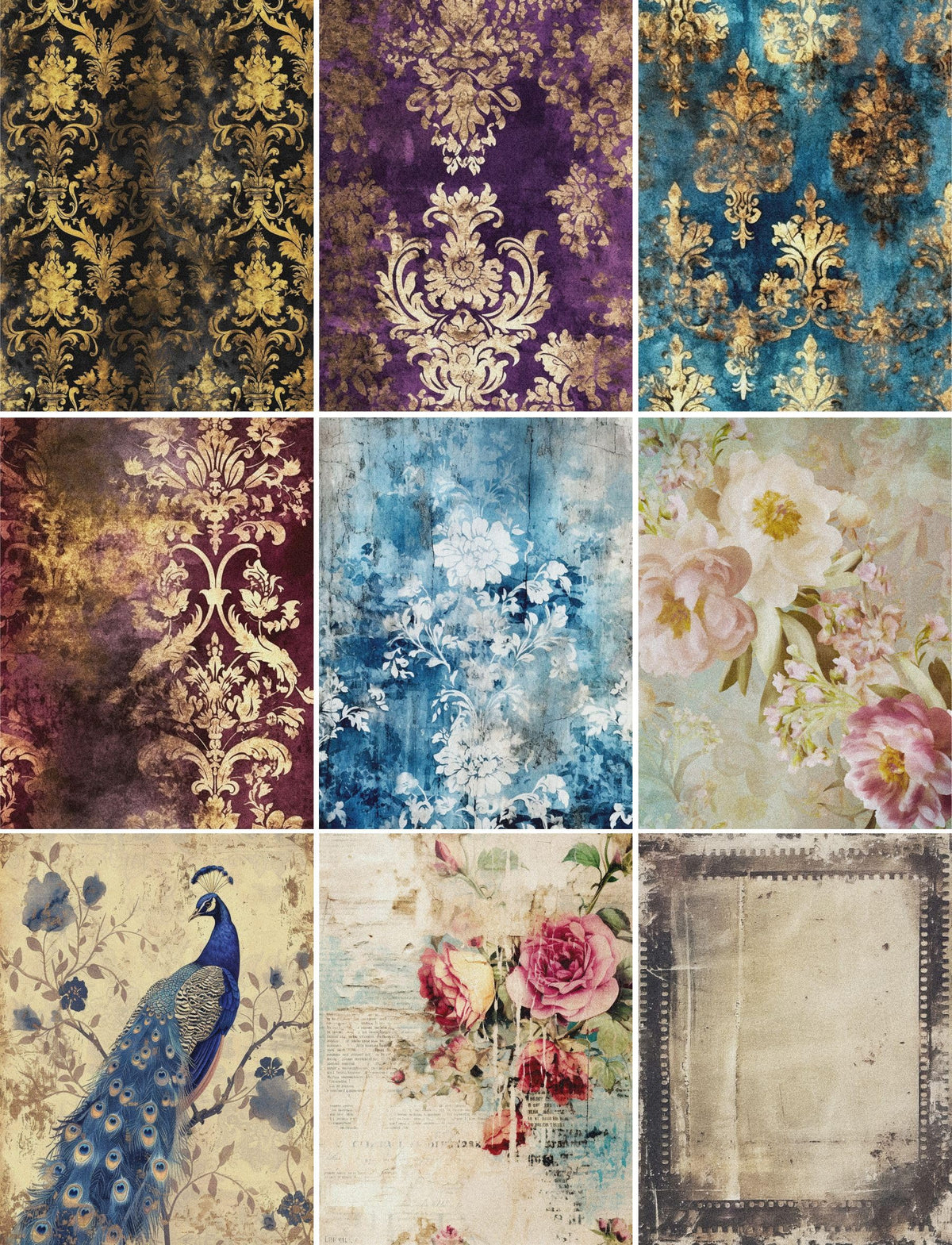 Vintage Grunge Rice Paper – for Decoupage Scrapbooking Cards Crafts