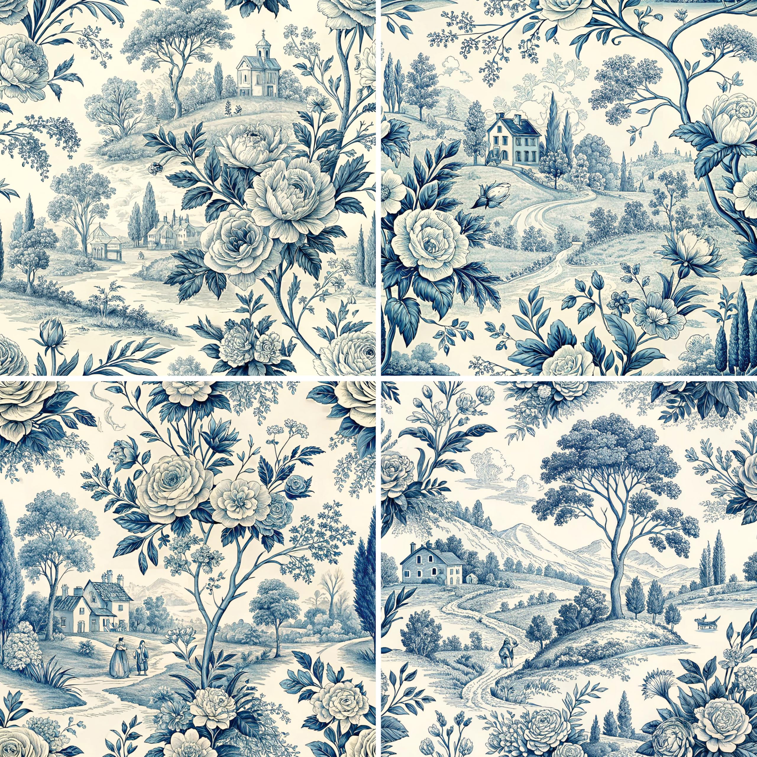 Decoupage Rice Paper (2 pc) - 8x Decoupage Toile de Jouy Designs for Collage, Card Making & Crafts, Decoupage by CRAFT KREATIVELY