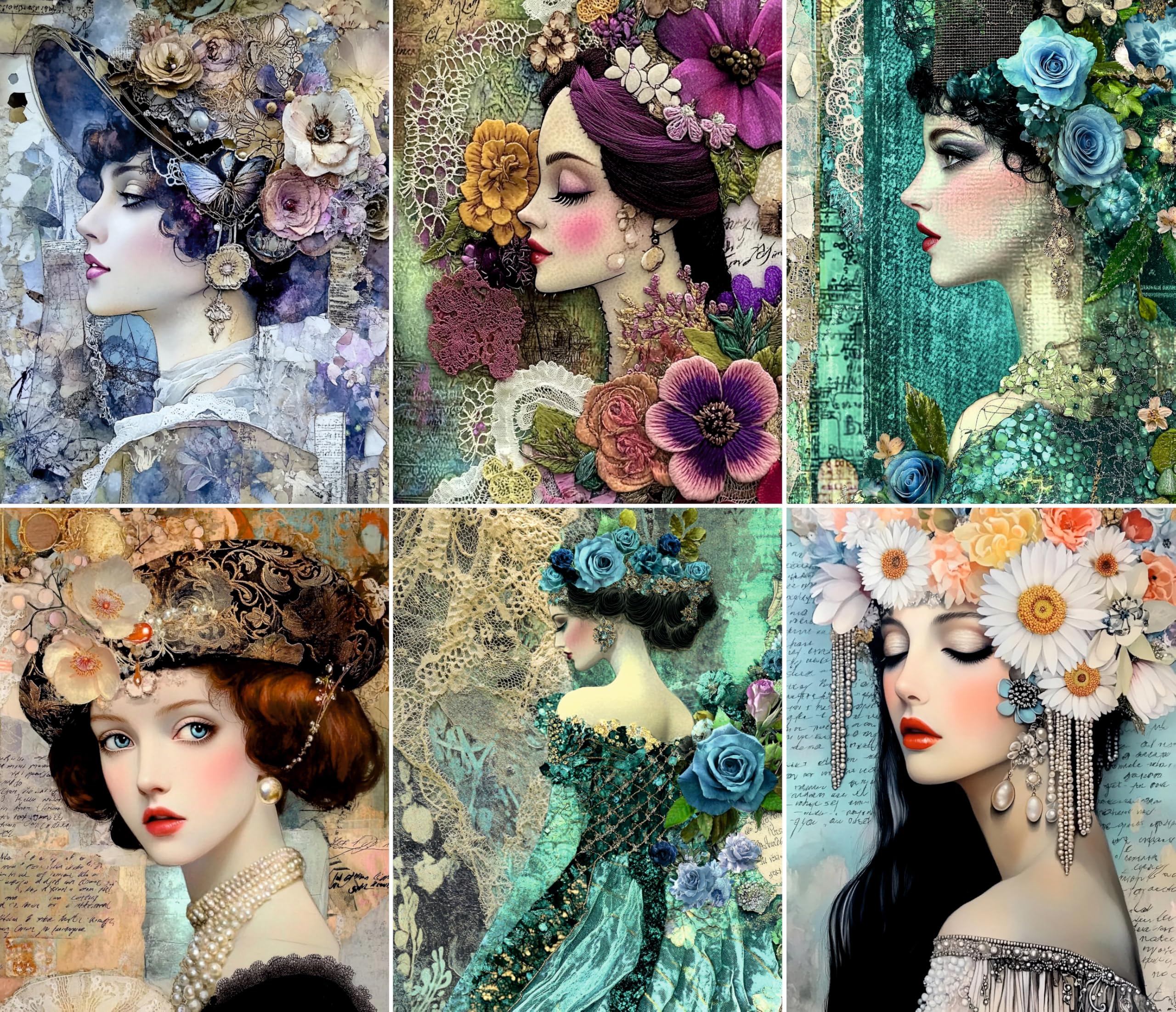 Decoupage Rice Paper, 20 x 26.5cm (6 Sheets) – 6x Decoupage Beauty Papers for Collage, Mixed Media, Card Making & Crafts, Decoupage by CRAFT KREATIVELY