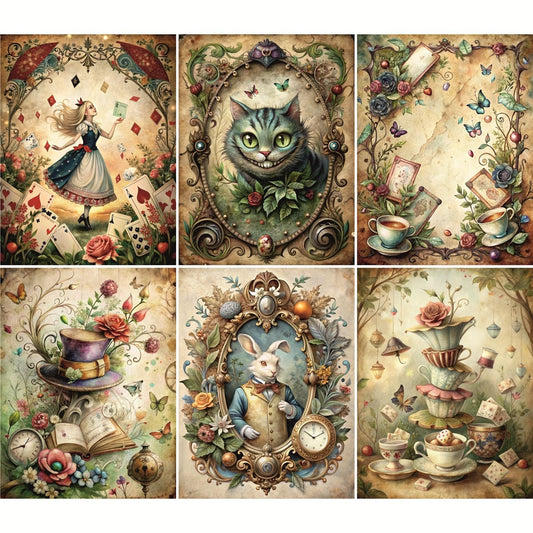Wonderland People Rice Papers, 8 x 10.5 inch (A4) - 6 Pieces | 6 Unique Designs | Versatile Decoupage Designs for Art Projects & Crafting by CRAFT KREATIVELY