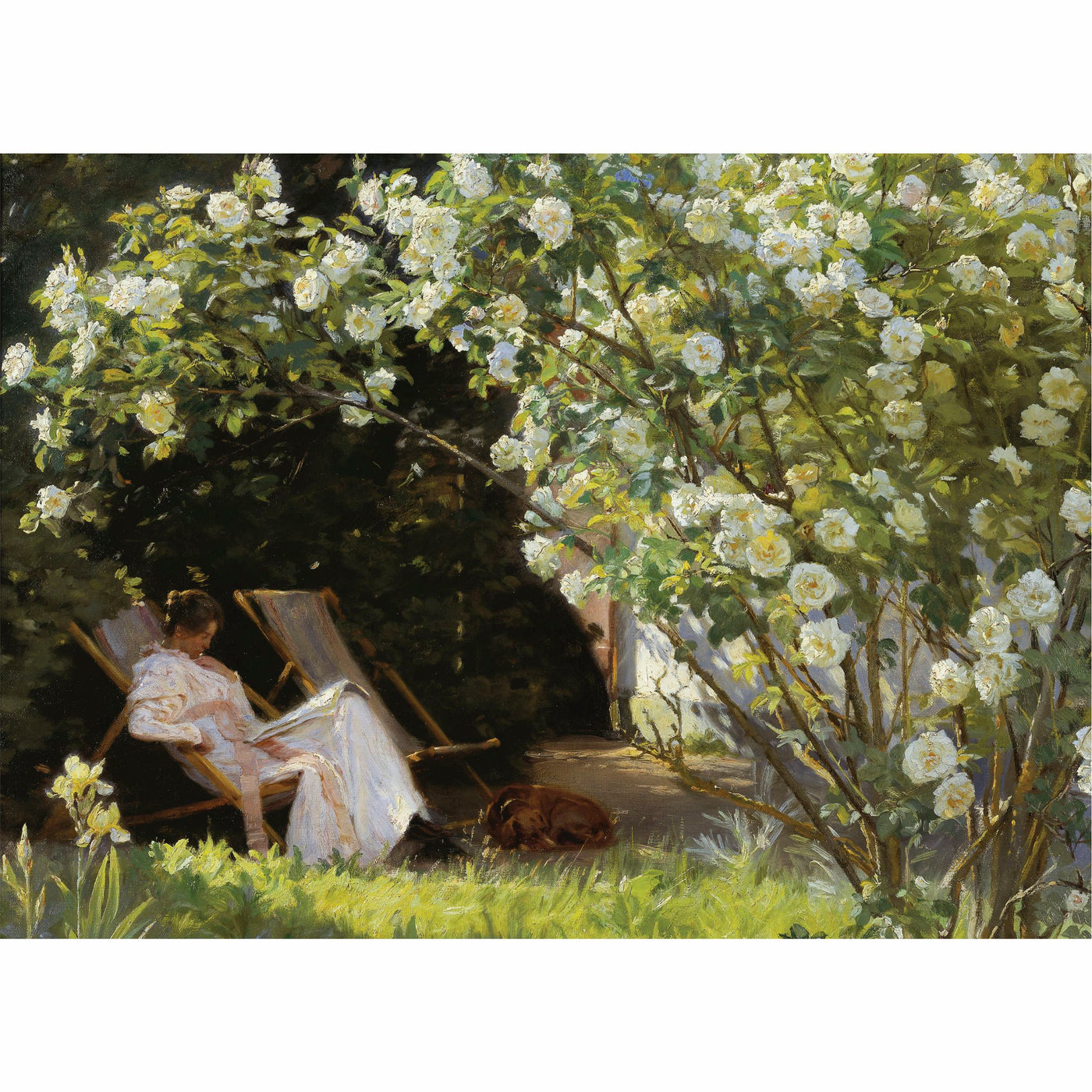 Reading Under the Roses Rice Paper, 11.5 x 16 inch - for Decoupage Print Crafts