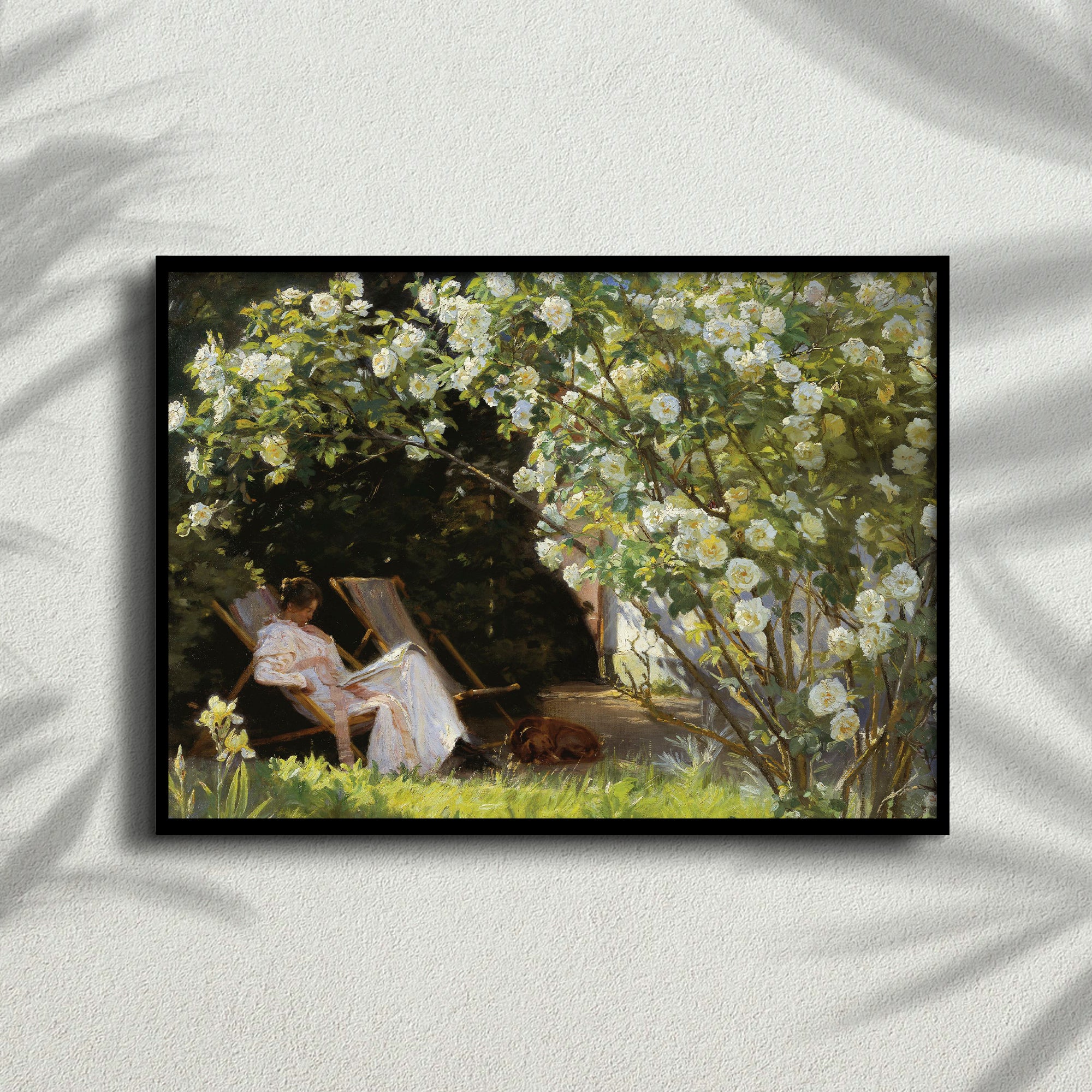 Reading Under the Roses Rice Paper, 11.5 x 16 inch - for Decoupage Print Crafts