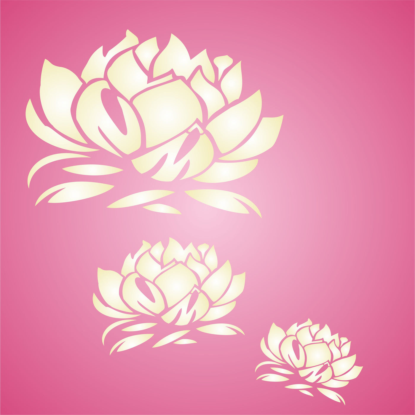 Lotus Blossom Stencil - Stylized Oriental Asian Lotus Flower