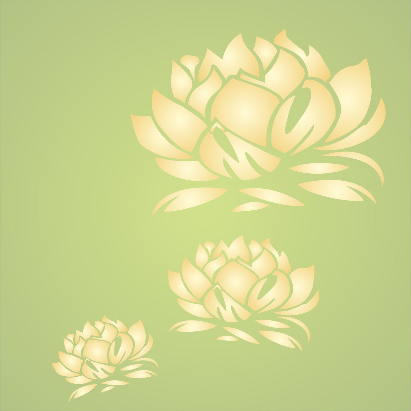 Lotus Blossom Stencil - Stylized Oriental Asian Lotus Flower