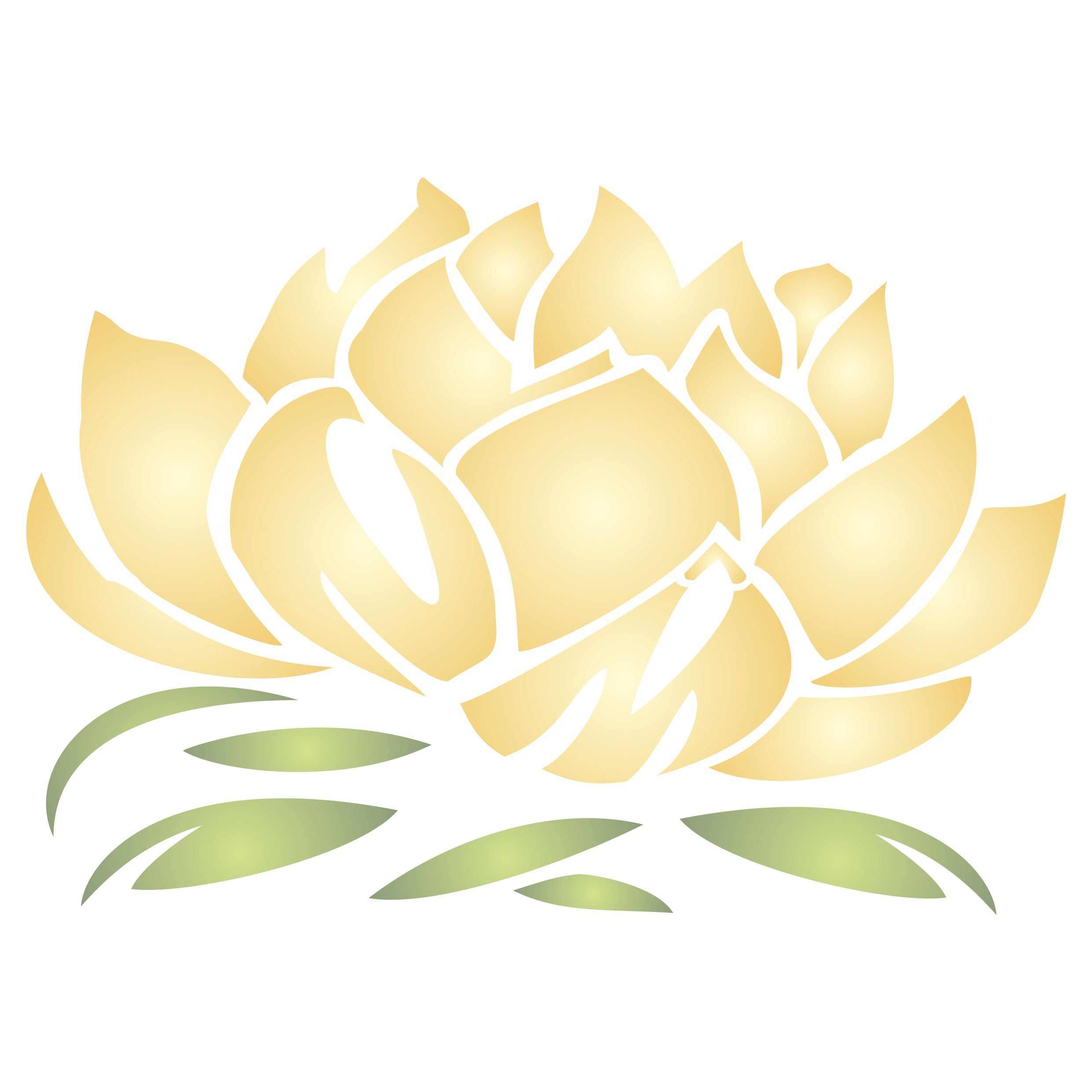 Lotus Blossom Stencil - Stylized Oriental Asian Lotus Flower