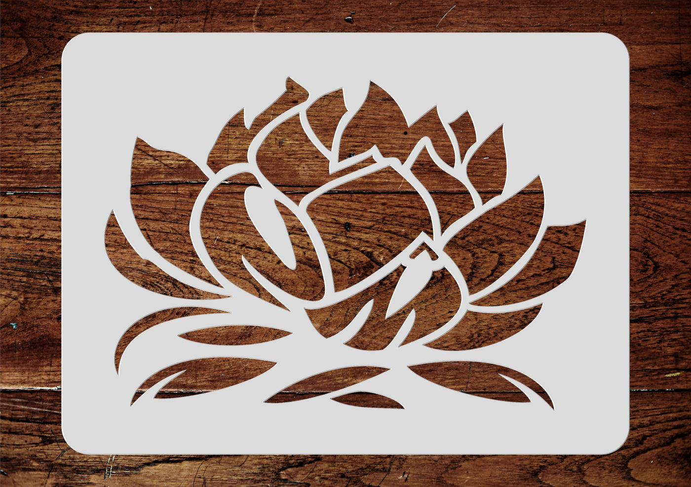 Lotus Blossom Stencil - Stylized Oriental Asian Lotus Flower