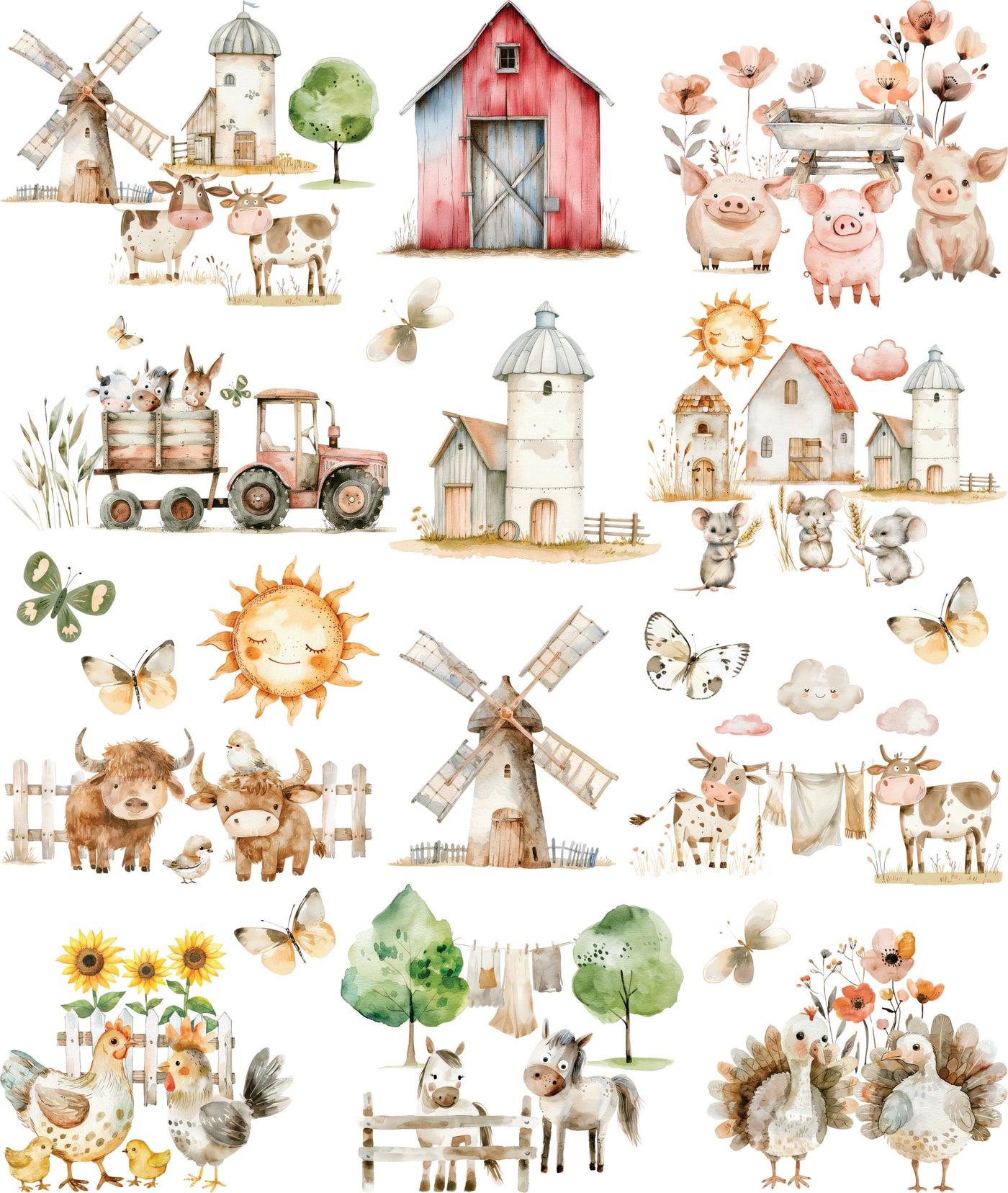 Boho Farm Decoupage Rice Paper, 11.5 x 14.5 inch - for Journal Cards Crafts