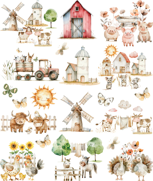 Boho Farm Decoupage Rice Paper, 29.21 x 36.83 cm - for Journal Cards Crafts