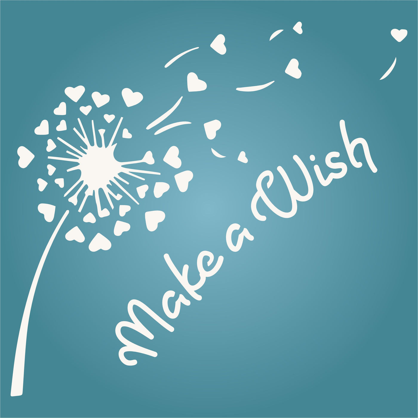 Make a Wish Stencil - Dandelion Heart Quote Card