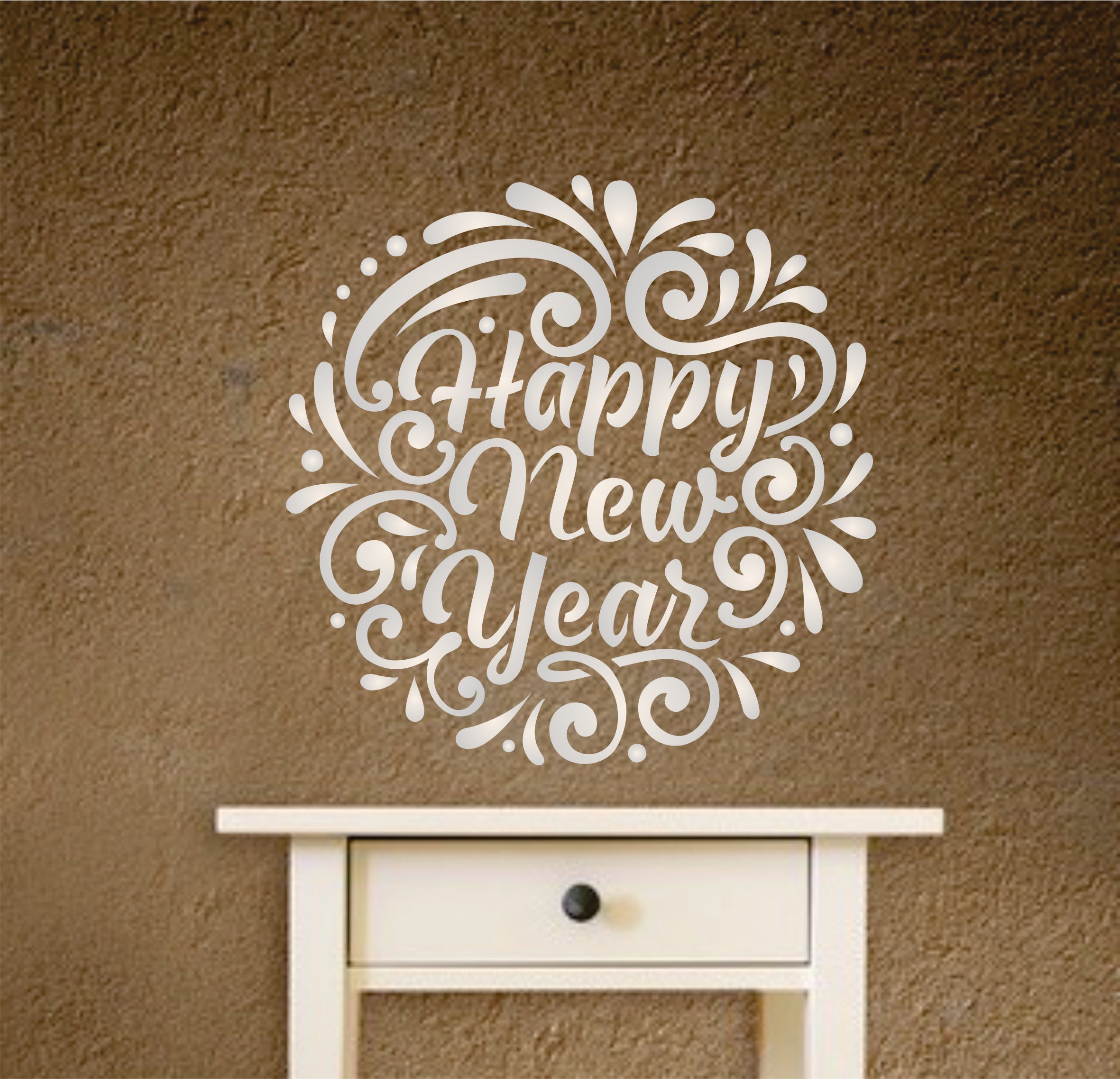 Happy New Year Stencil - New Year Sign Words