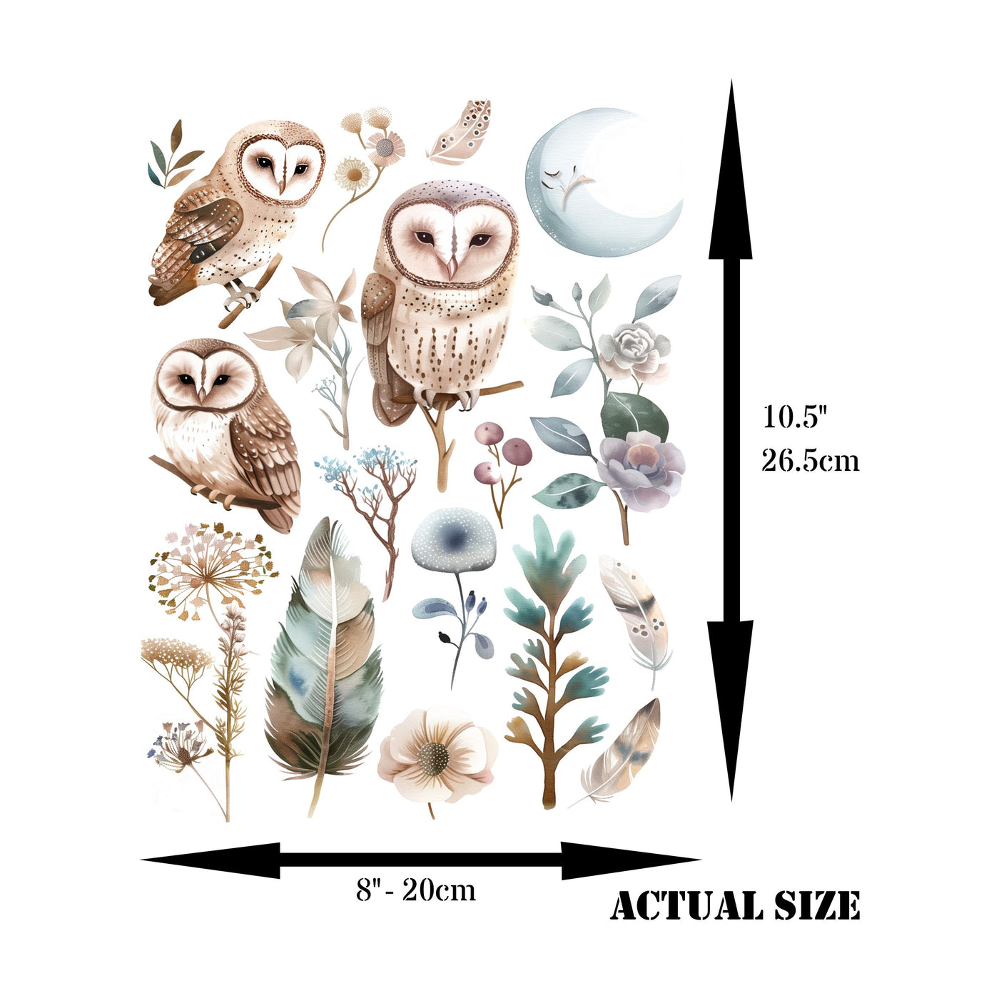 Owls Decoupage Rice Paper, 8 x 10.5 inch - for Decoupage Scrapbooking Craft