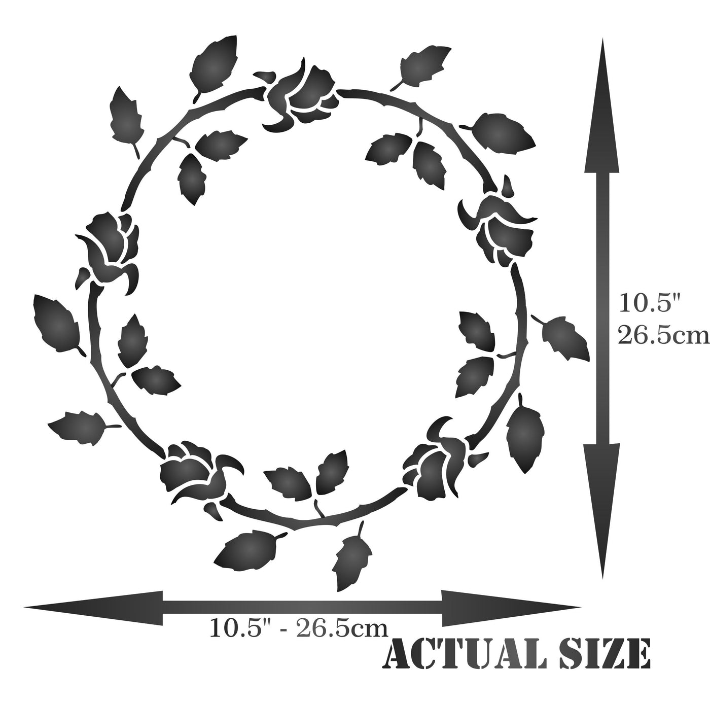 Rose Wreath Stencil, 10 x 10 inch - Ring of Roses Flower Rosebuds