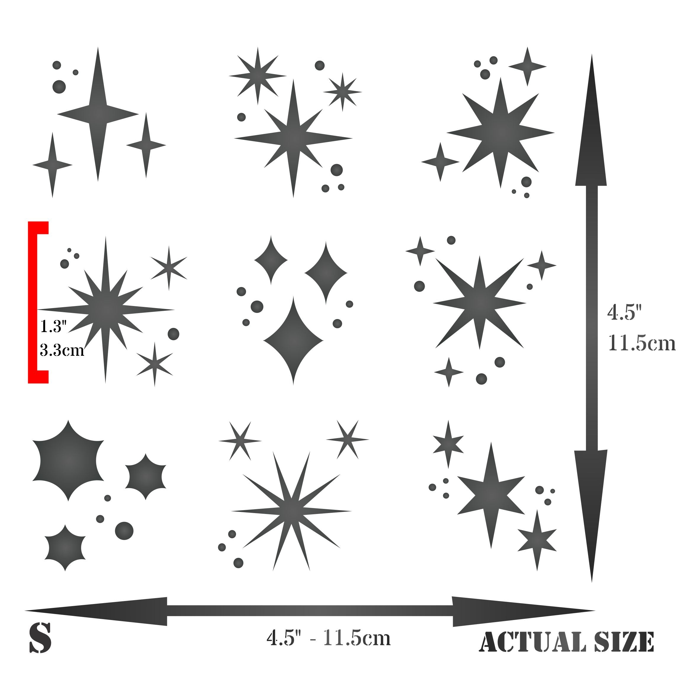 Sparkling Stars Stencil - Shiny Sparks Glitter Twinkle Star Sparkle