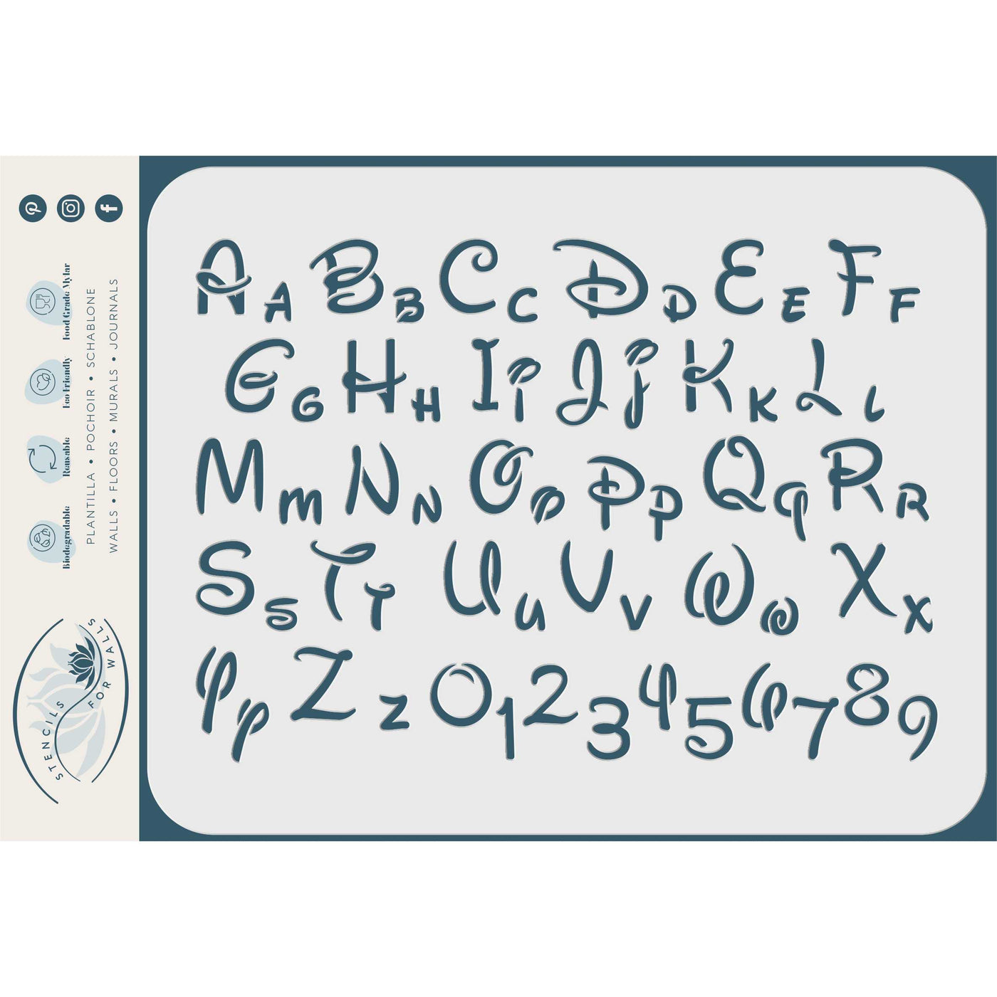 Alphabet Stencil - Letters Numbers Disney Style Font