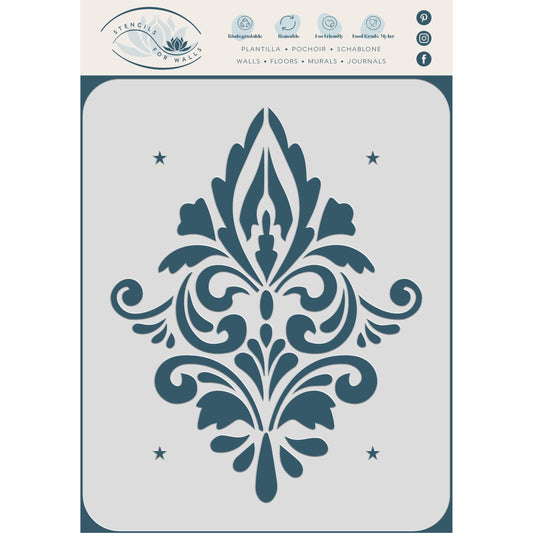 Simple Damask Stencil - Vintage Damask Simple Alloverpaper Pattern