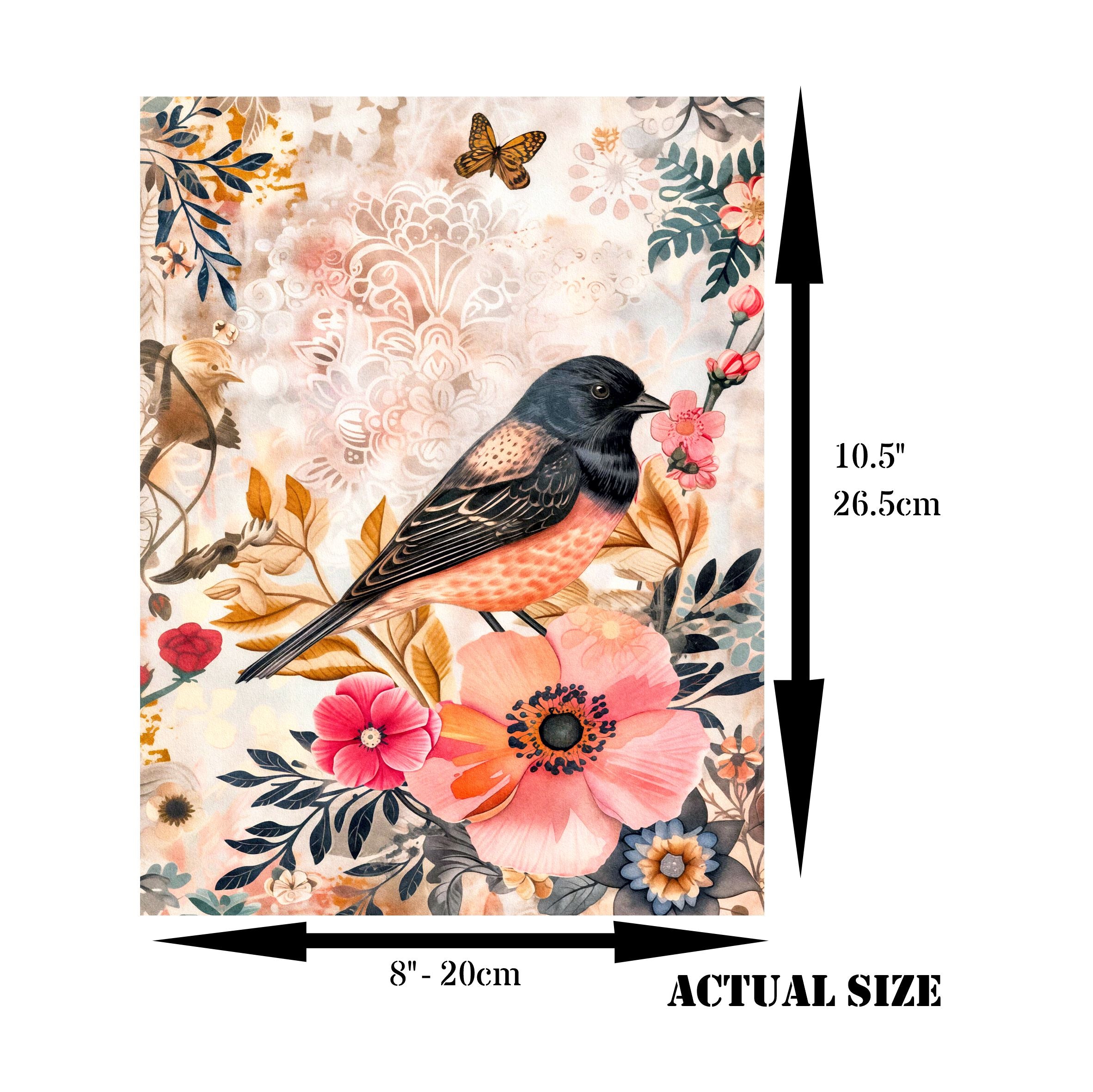 Birds Decoupage Rice Paper, 8 x 10.5 inch - for Scrapbooking Cards Crafts