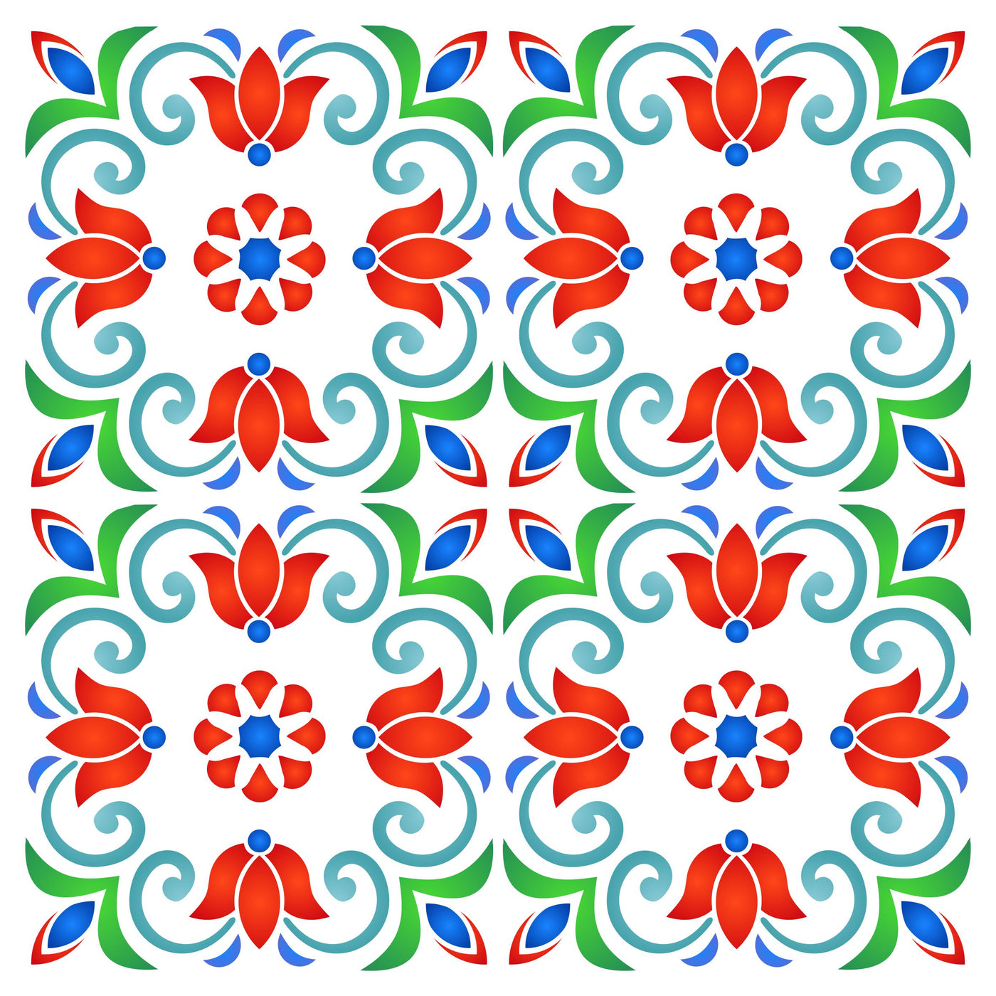 Turkish Tile Stencil - Talavera Mexican Moroccan Italian Tile