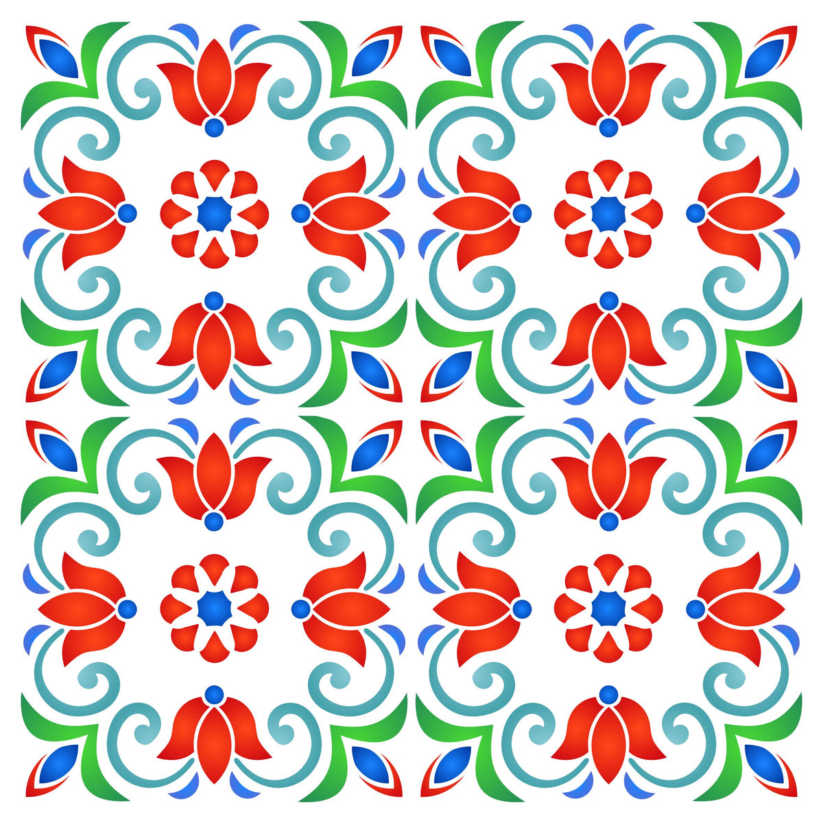 Turkish Tile Stencil - Talavera Mexican Moroccan Italian Tile