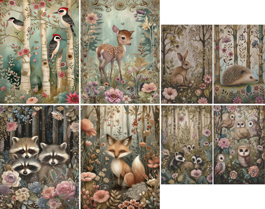 Forest Animals Decoupage Rice Paper, 20.32 x 26.67 cm - for Scrapbooking Cards Crafts