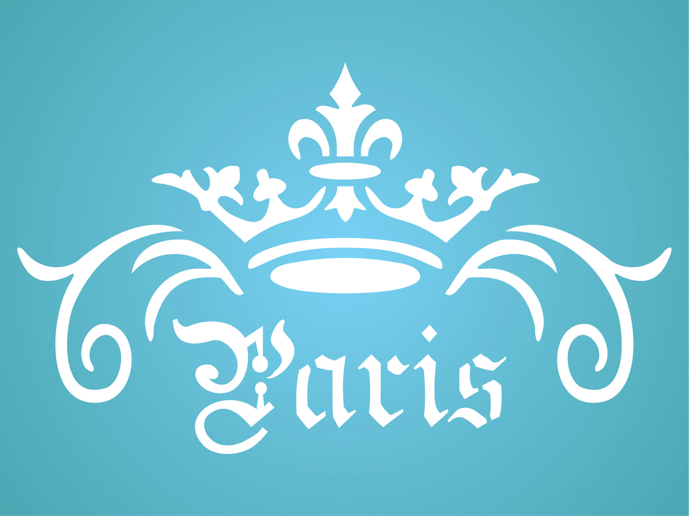 Paris Crown Stencil, 10.5 x 6.5 inch - Vintage French Themed Word