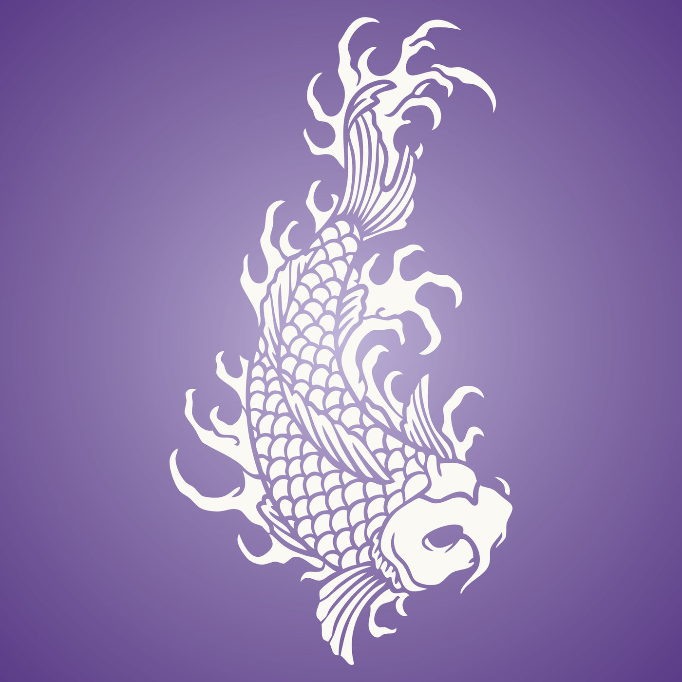 Japanese Koi Stencil - Koi Carp Harmony Good Luck Strength