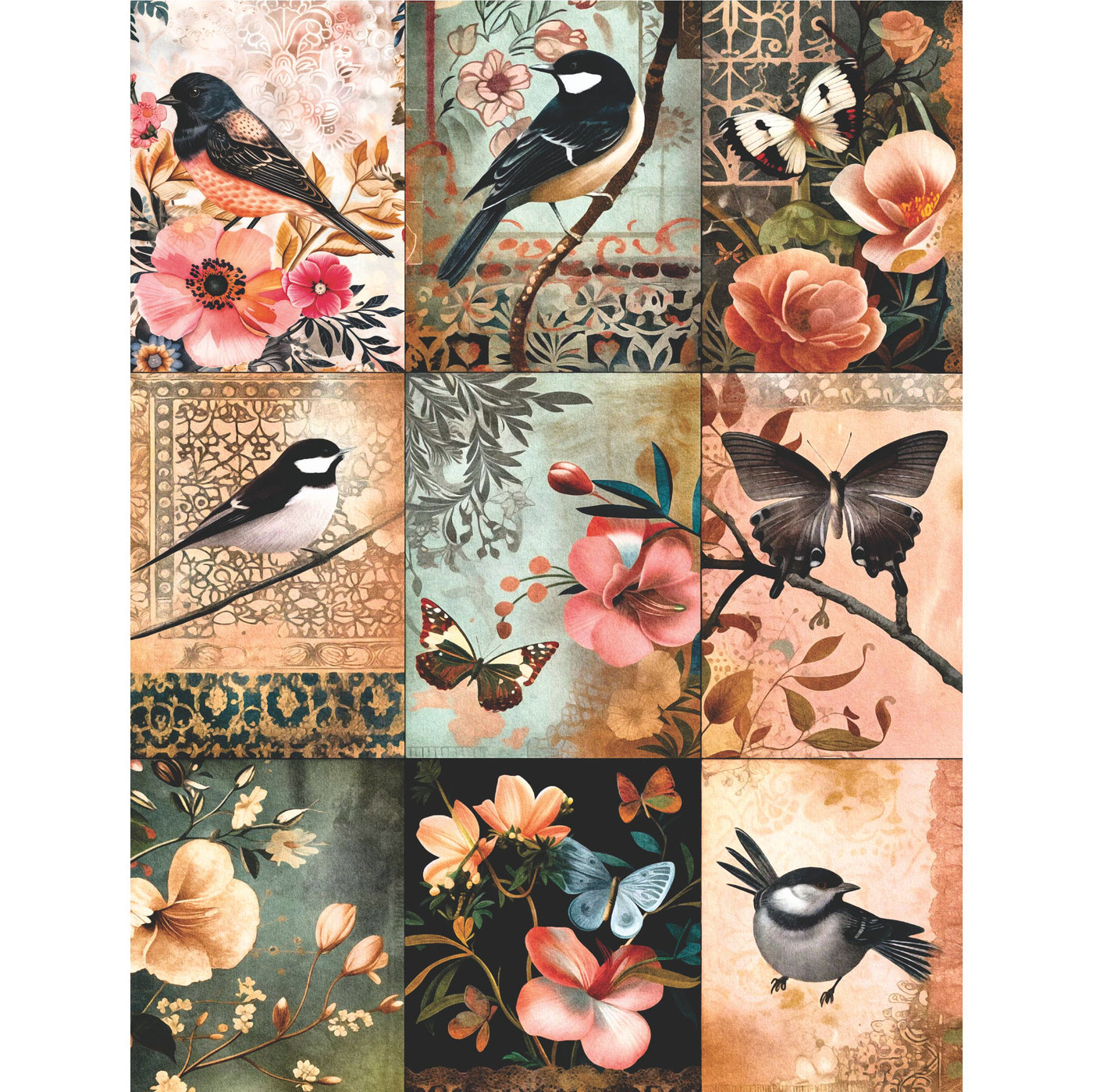 Birds Decoupage Rice Paper, 8 x 10.5 inch - for Scrapbooking Cards Crafts