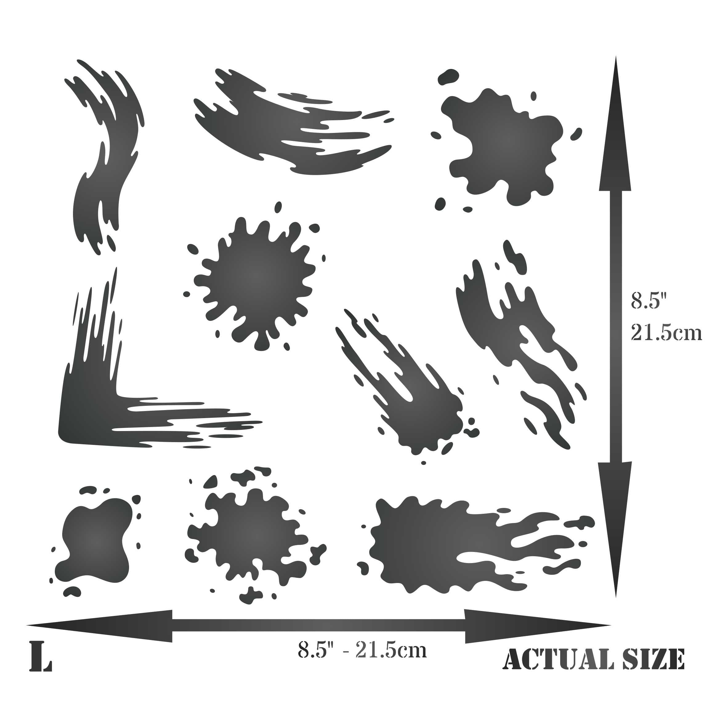 Grunge Blots Stencil - Mixed Media Shapes Paint Blots Splashes Grunge