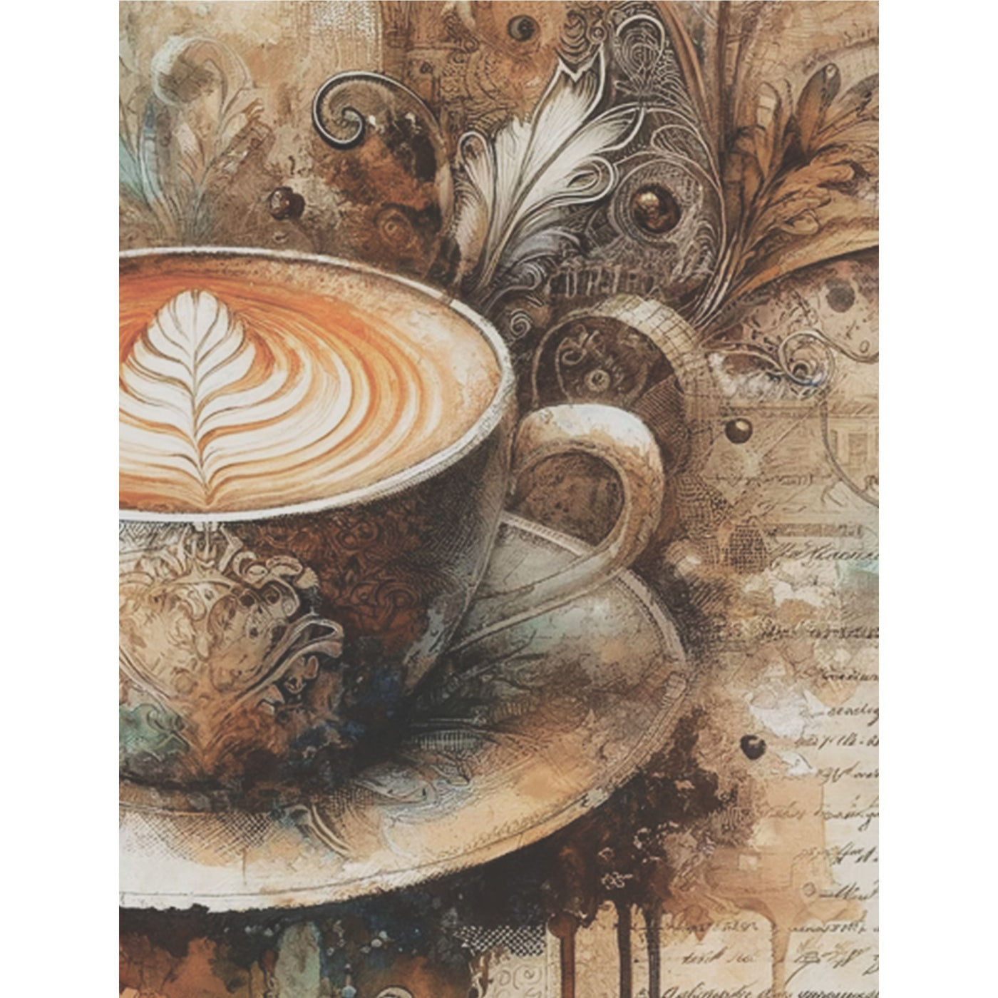 Coffee Rice Paper, 8 x 10.5 inch - for Decoupage Scrapbooking Cards Crafts