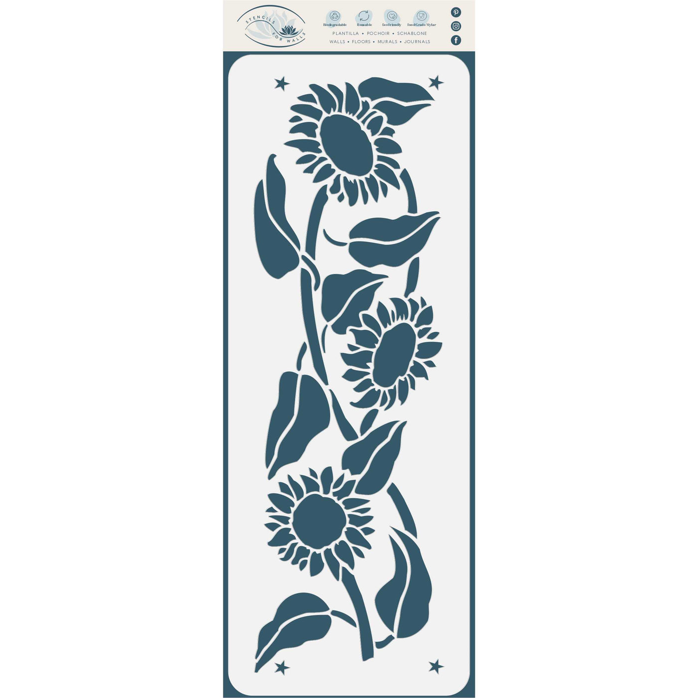 Sunflower Stencil - Classic Flower Border